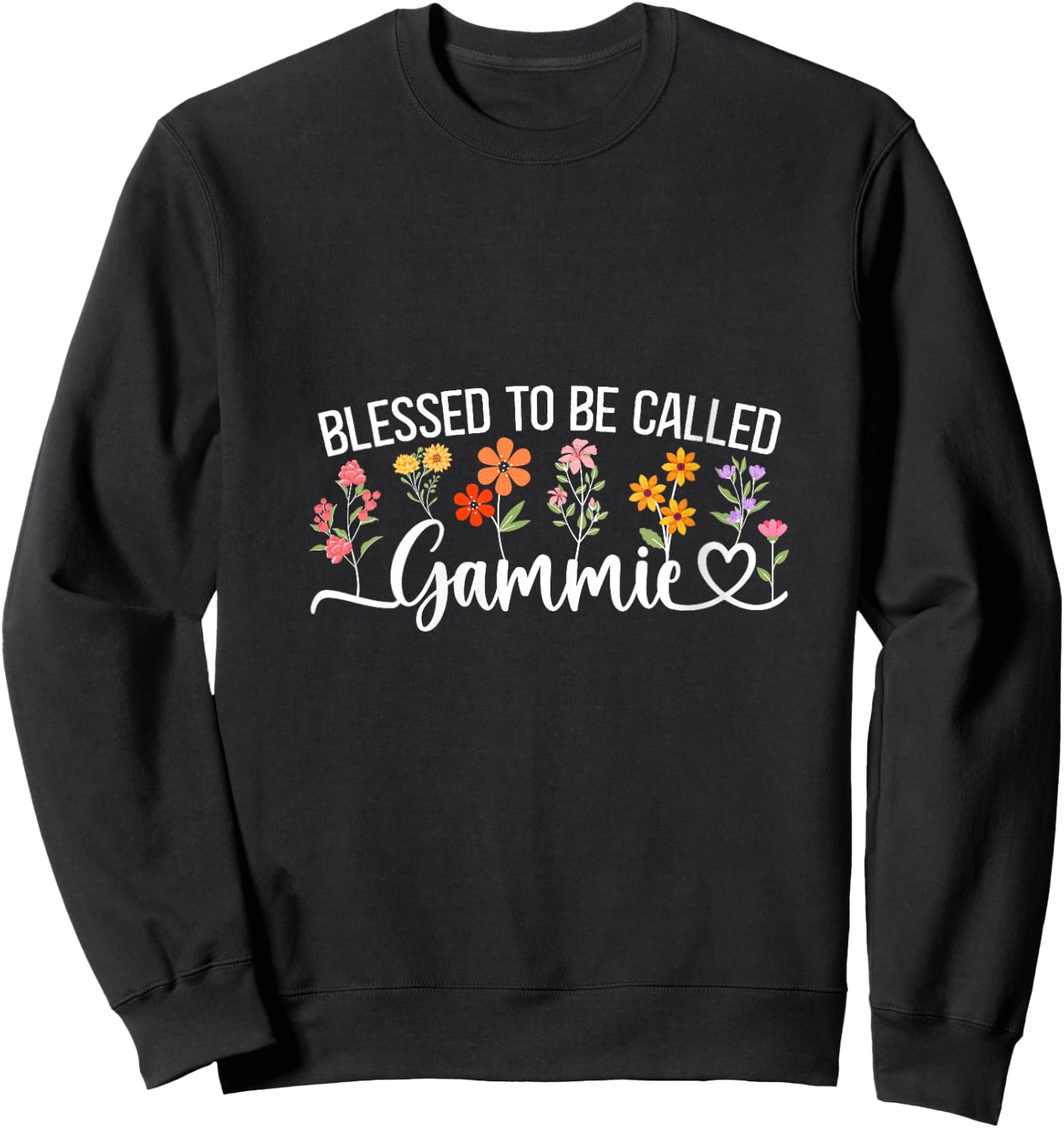 Women's Blessed to Be Called Gammie Floral Mother's Day V-Neck Sweatshirt - Sweatshirt | Black