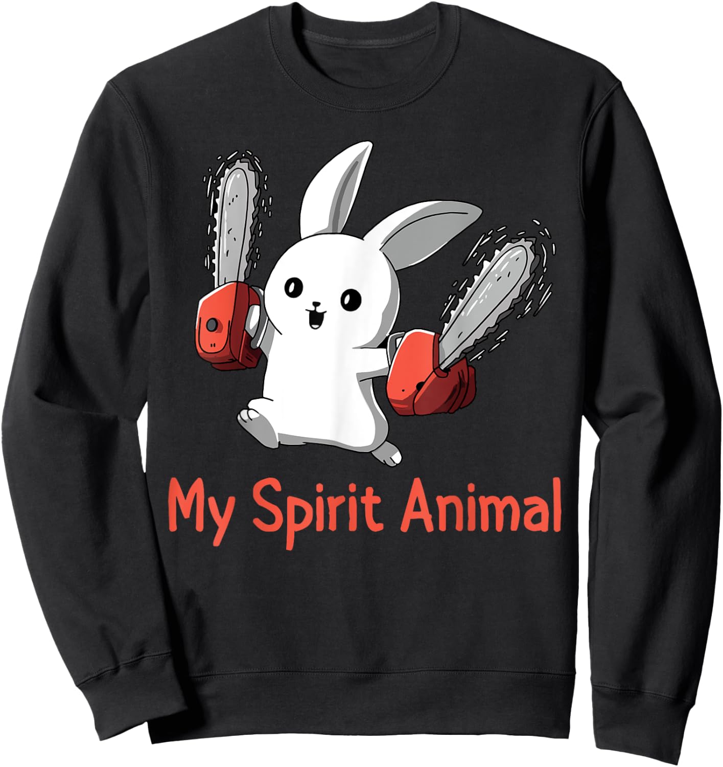 Funny Bunny Spirit Animal Chainsaw Lover Sweatshirt - Sweatshirt | Black