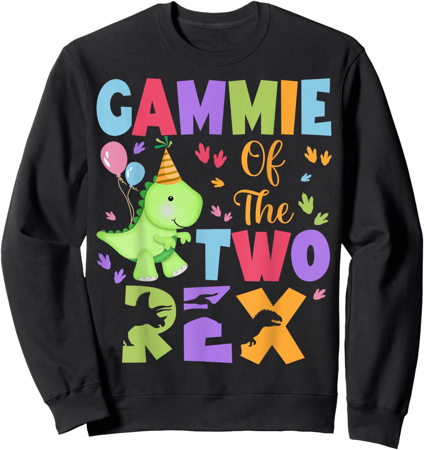 Gammie Of The Two Rex Birthday Dinosaur Family Matching Sweatshirt - Sweatshirt | Black