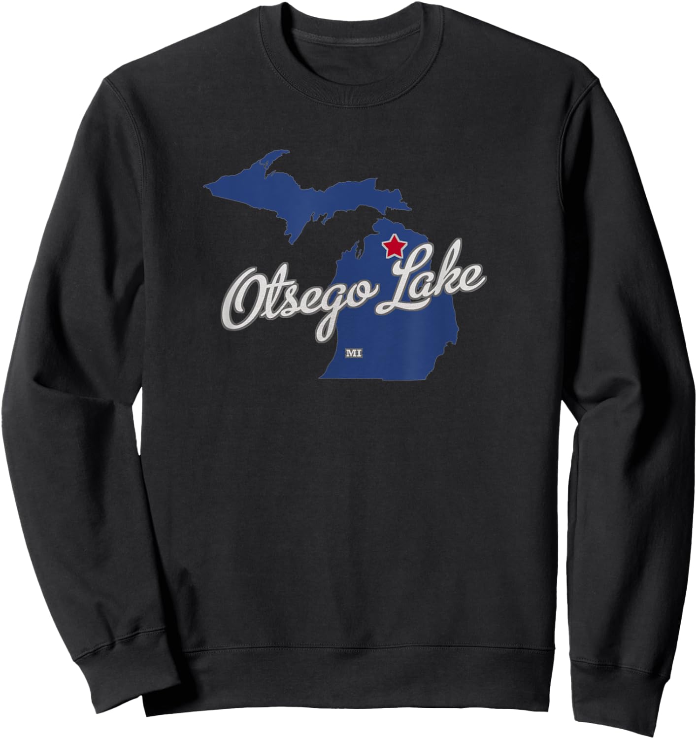 Otsego Lake Michigan MI Map Sweatshirt - Sweatshirt | Black
