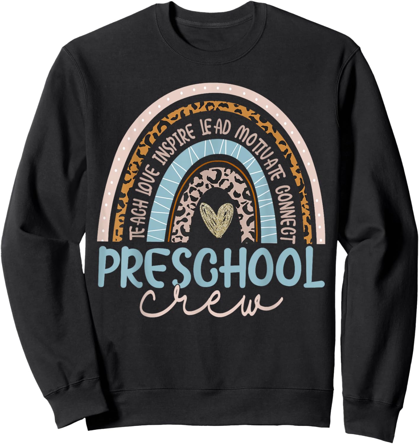 Preschool Crew Boho Rainbow First Day Of School Sweatshirt - Sweatshirt | Black