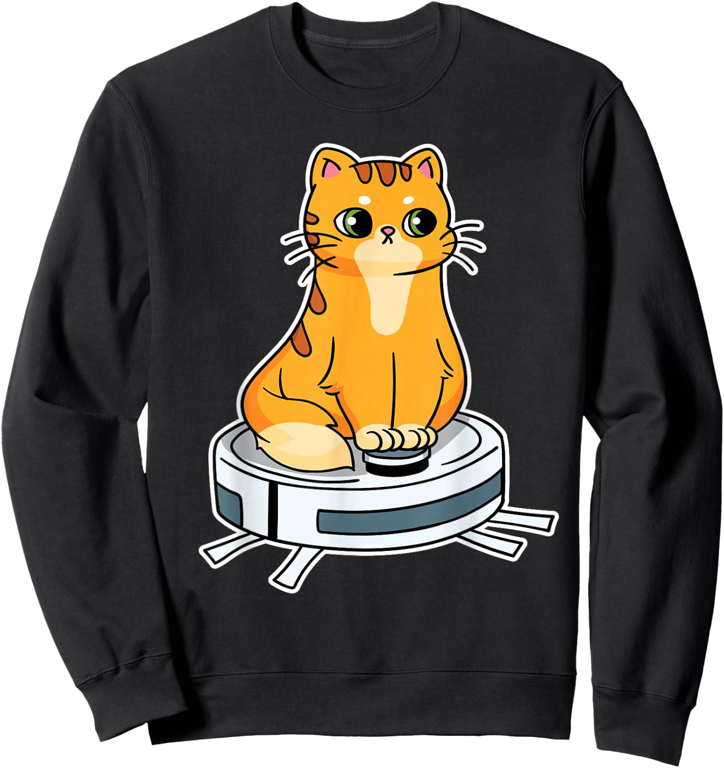 Robot Vacuum Cleaner Cat Kitten I Robot Vacuum Cleaner Robot , black Sweatshirt - Sweatshirt | Black