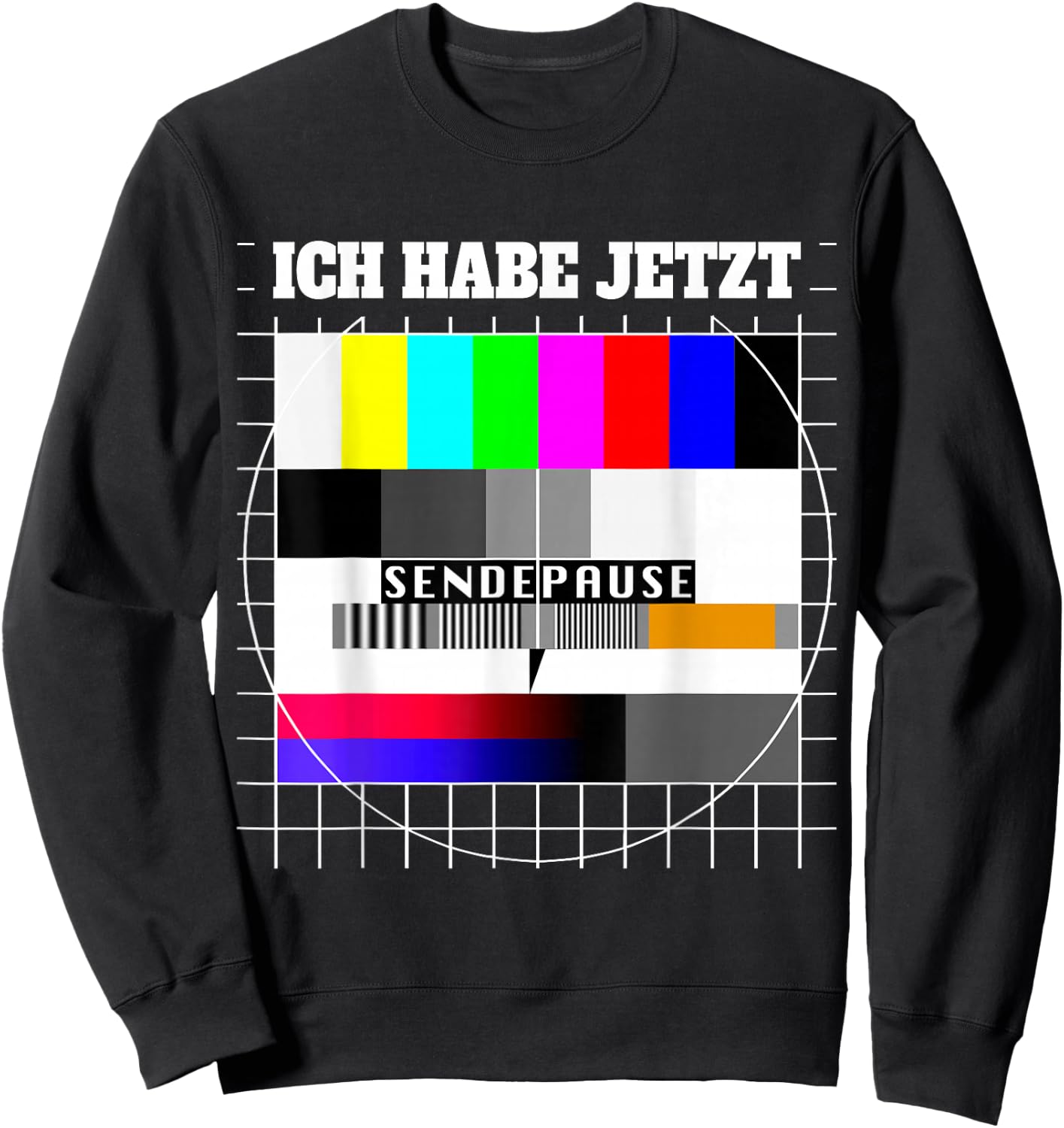 with German Text "Testbild Ich Habe Jetzt Sendepause 80s Party" Costume, black Sweatshirt - Sweatshirt | Black