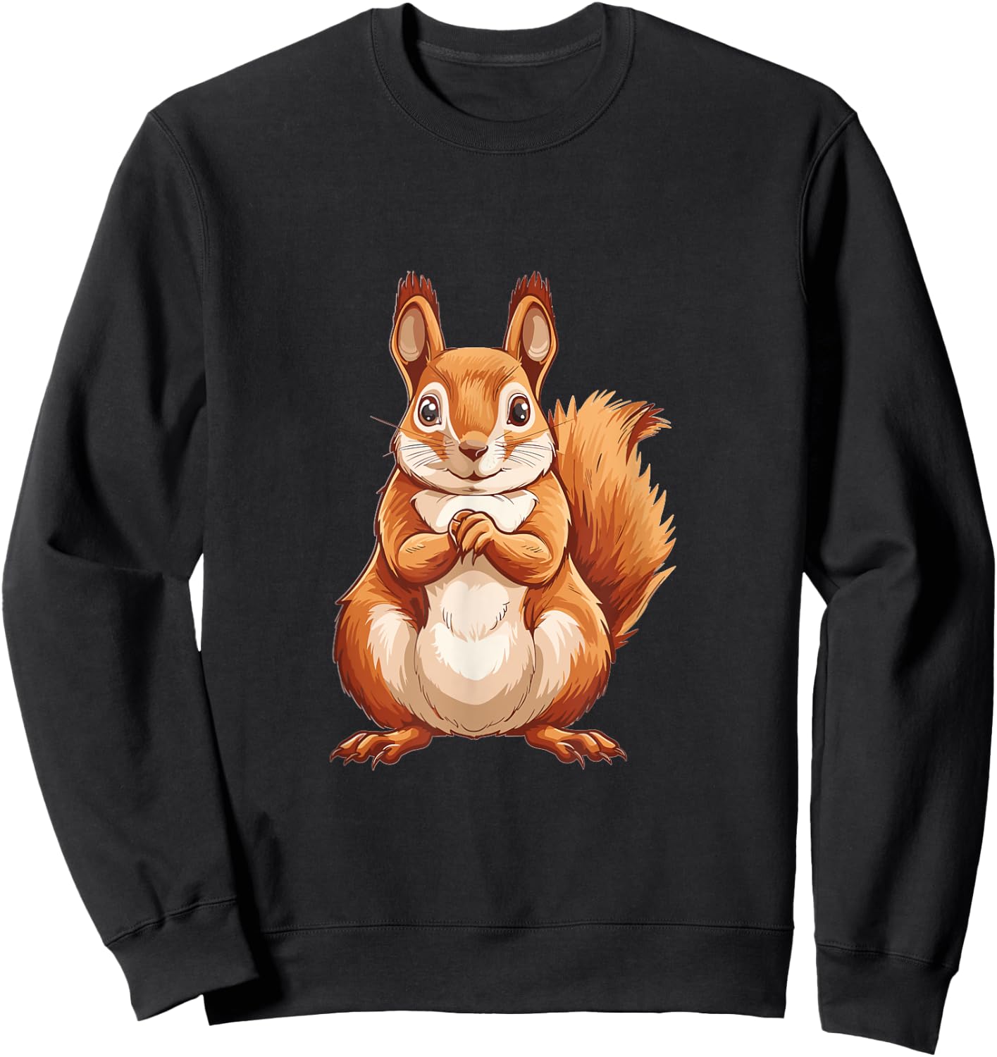 Squirrel Patriotic US Flag Animal Lover Graphic Women Kids Men Sweatshirt - Sweatshirt | Black