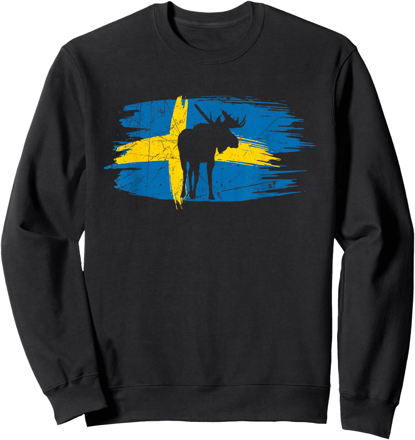 Sweden Flag Moose | Scandinavia | Proud Swedish Sweatshirt - Sweatshirt | Black