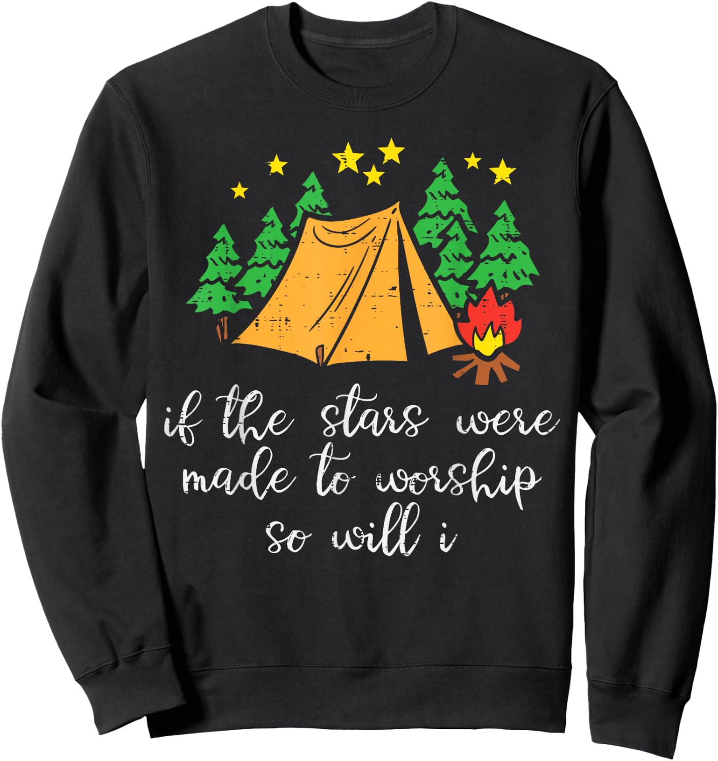 Camping Stars Made To Worship Christian Camper Men Women Kid Sweatshirt - Sweatshirt | Black