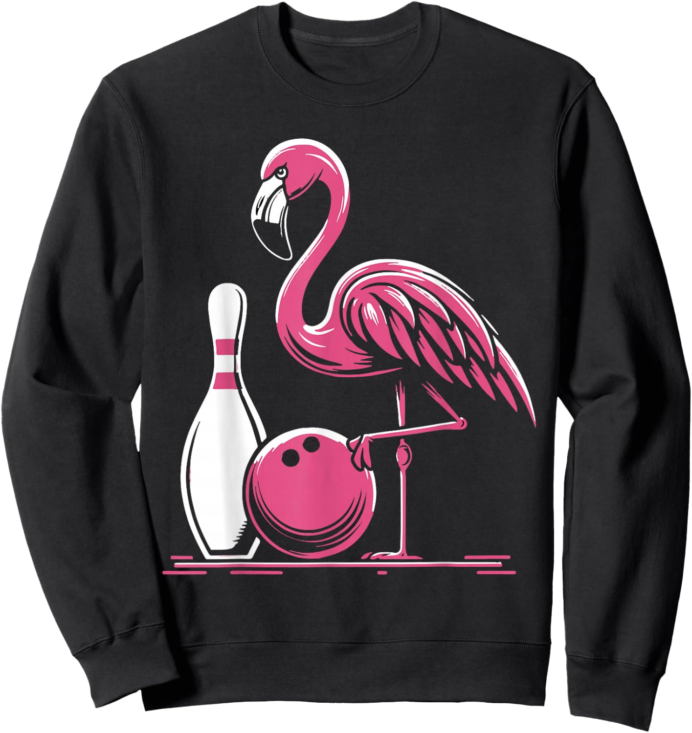 Funny Flamingo Bowling Pin Bowl Bowler Sweatshirt - Sweatshirt | Black