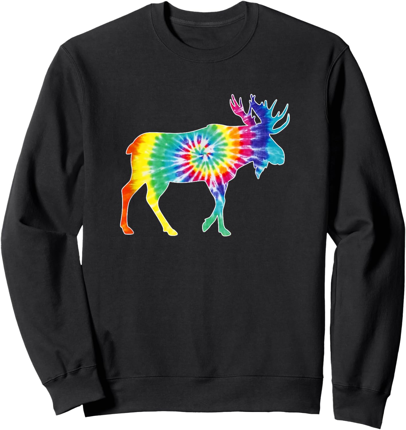 Funny Moose Animal Tie Dye Design Men Moose Lover Sweatshirt - Sweatshirt | Black