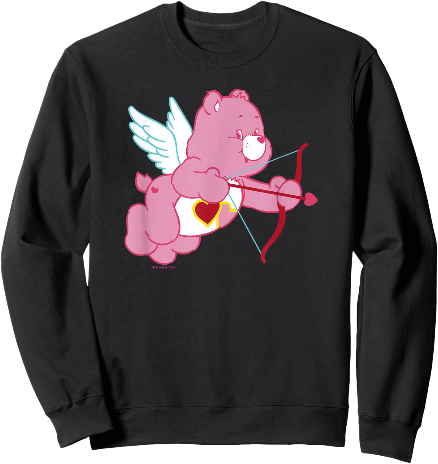 Care Bears Valentine's Day Vintage Love-a-Lot Cupid Bear , Black, S Sweatshirt - Sweatshirt | Black