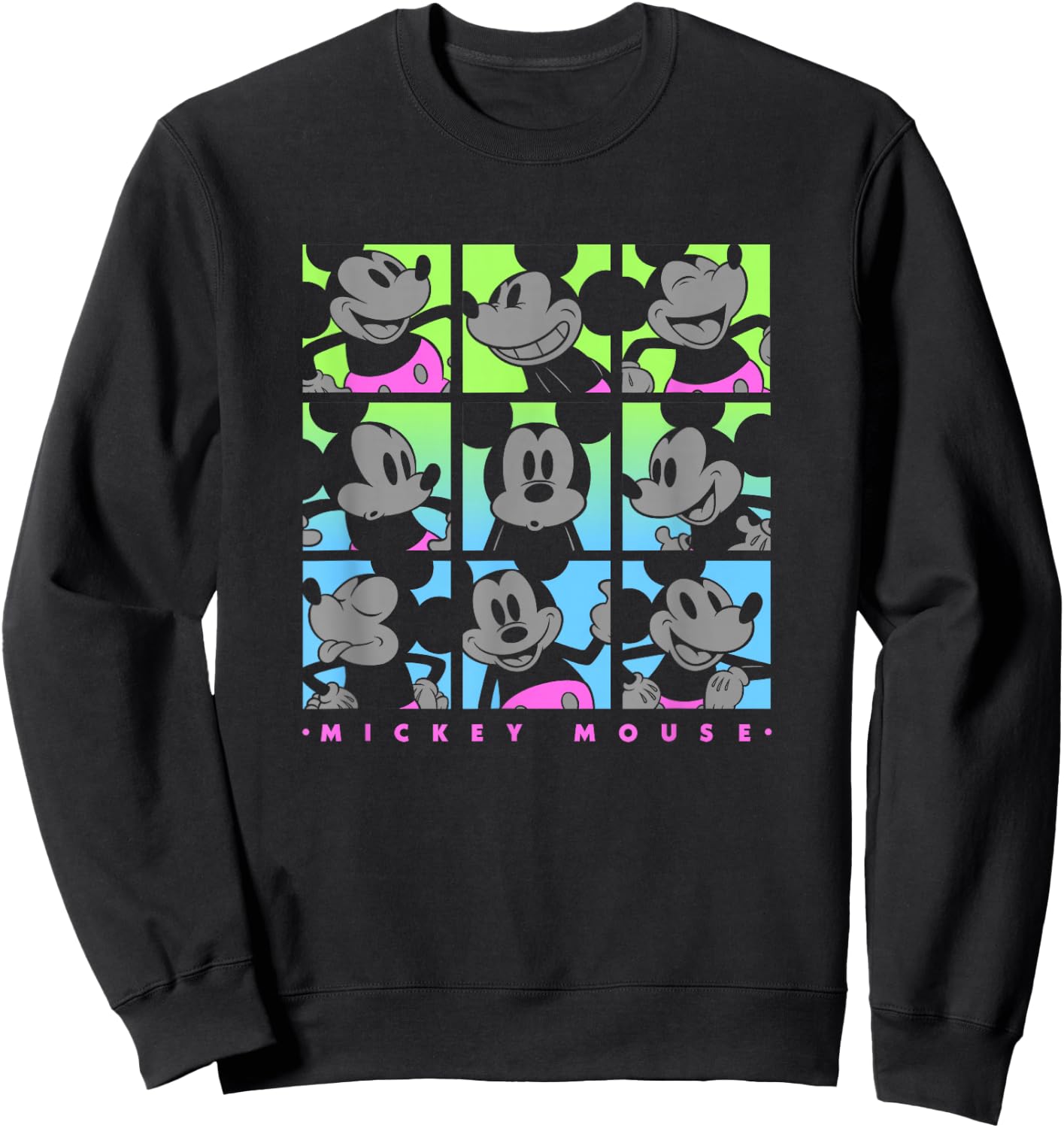 Disney Mickey and Friends Warhol Mickey Pop Art Neon Box Up Sweatshirt - Sweatshirt | Black
