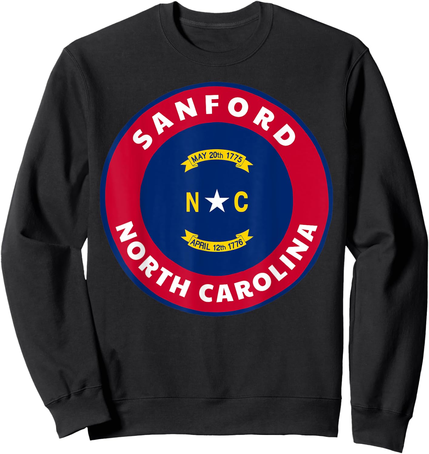 Sanford North Carolina NC Flag Badge Roundlet Souvenir Sweatshirt - Sweatshirt | Black