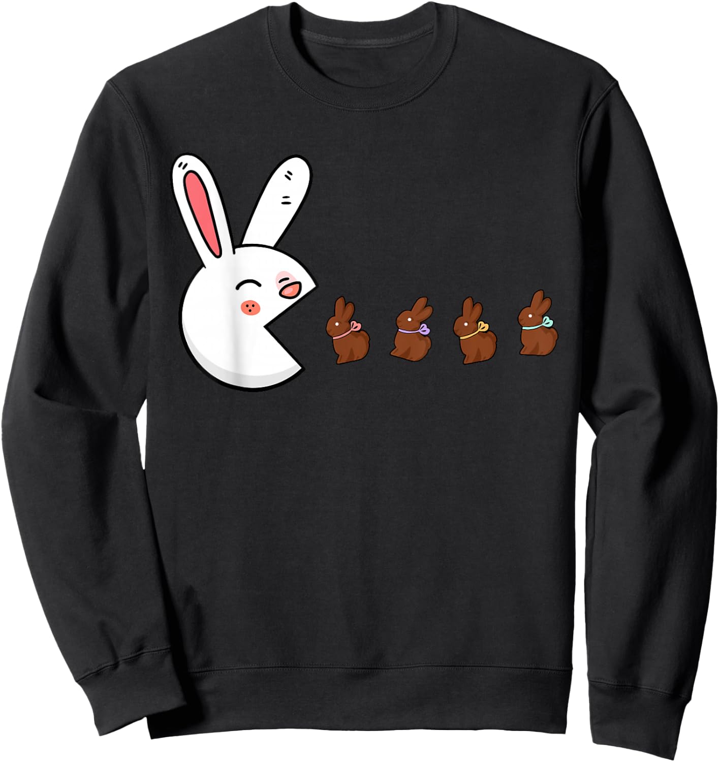 Funny Easter Bunny Rabbit Eating Chocolate Gamer Boys Girls Sweatshirt - Sweatshirt | Black