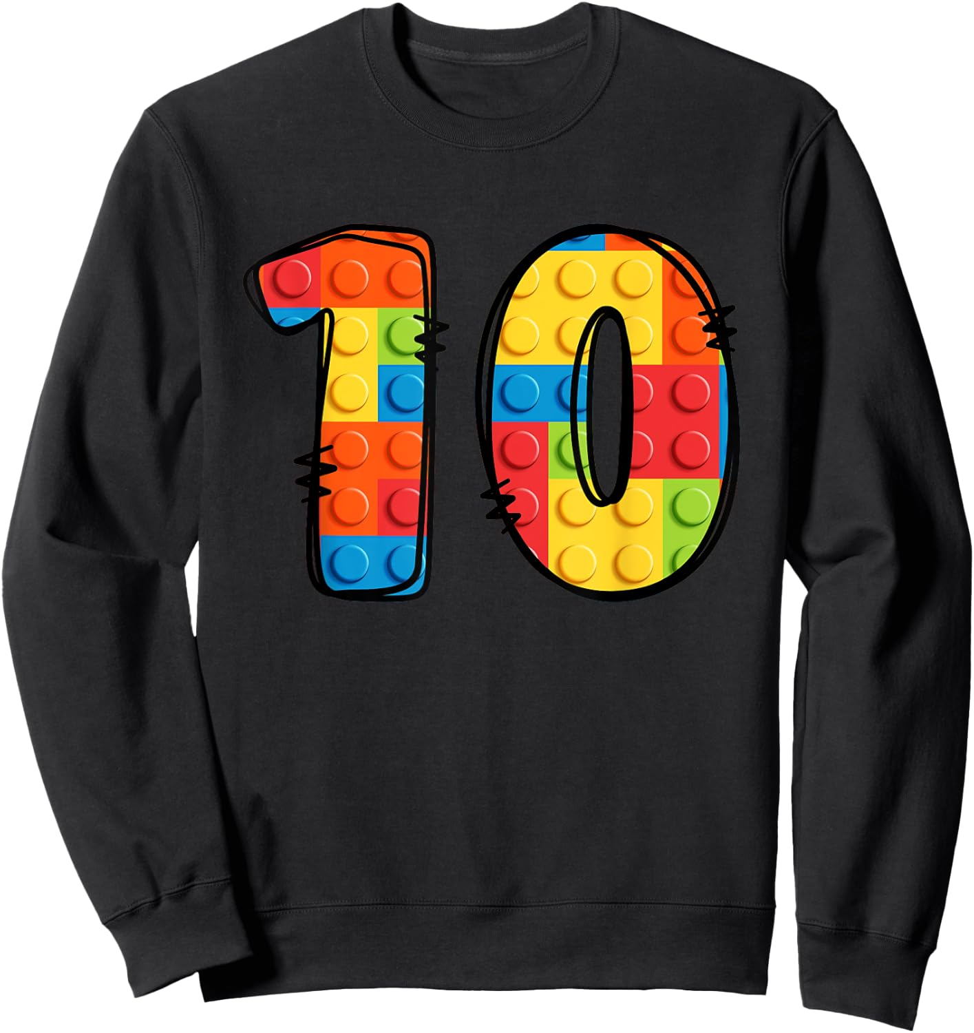 10 Year Old Blocks Building Master Builder 10th Birthday Sweatshirt - Sweatshirt | Black