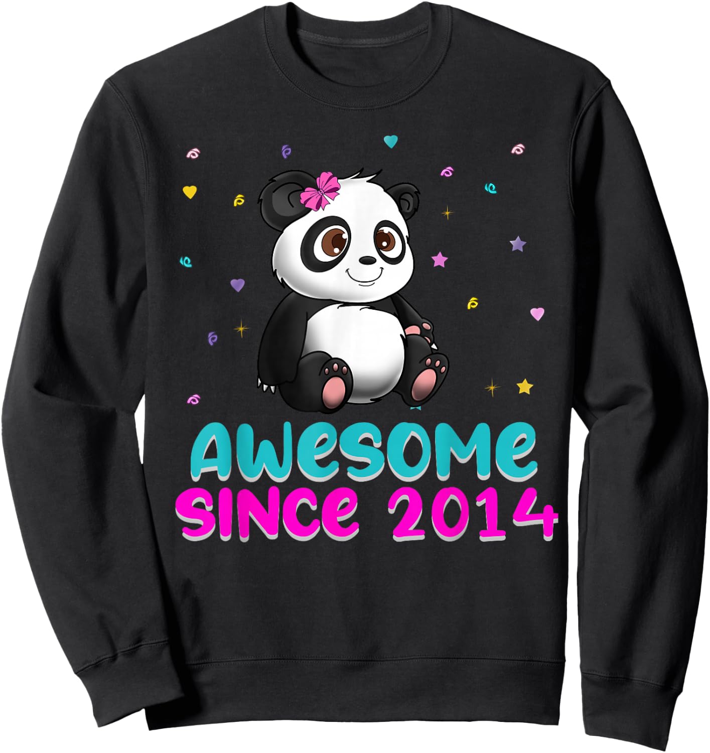Panda Bear Girl Birthday Gift Love Awesome Since 2014 Sweatshirt - Sweatshirt | Black