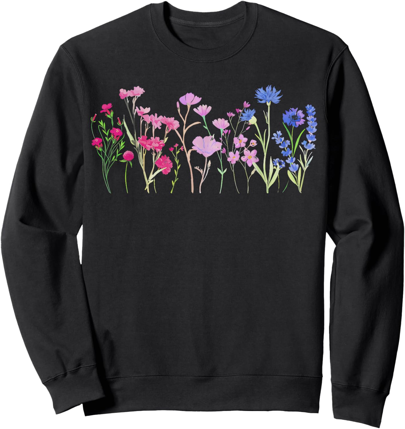 Subtle Bi Pride Bisexual Pride Bi Flag Wildflower Sweatshirt - Sweatshirt | Black