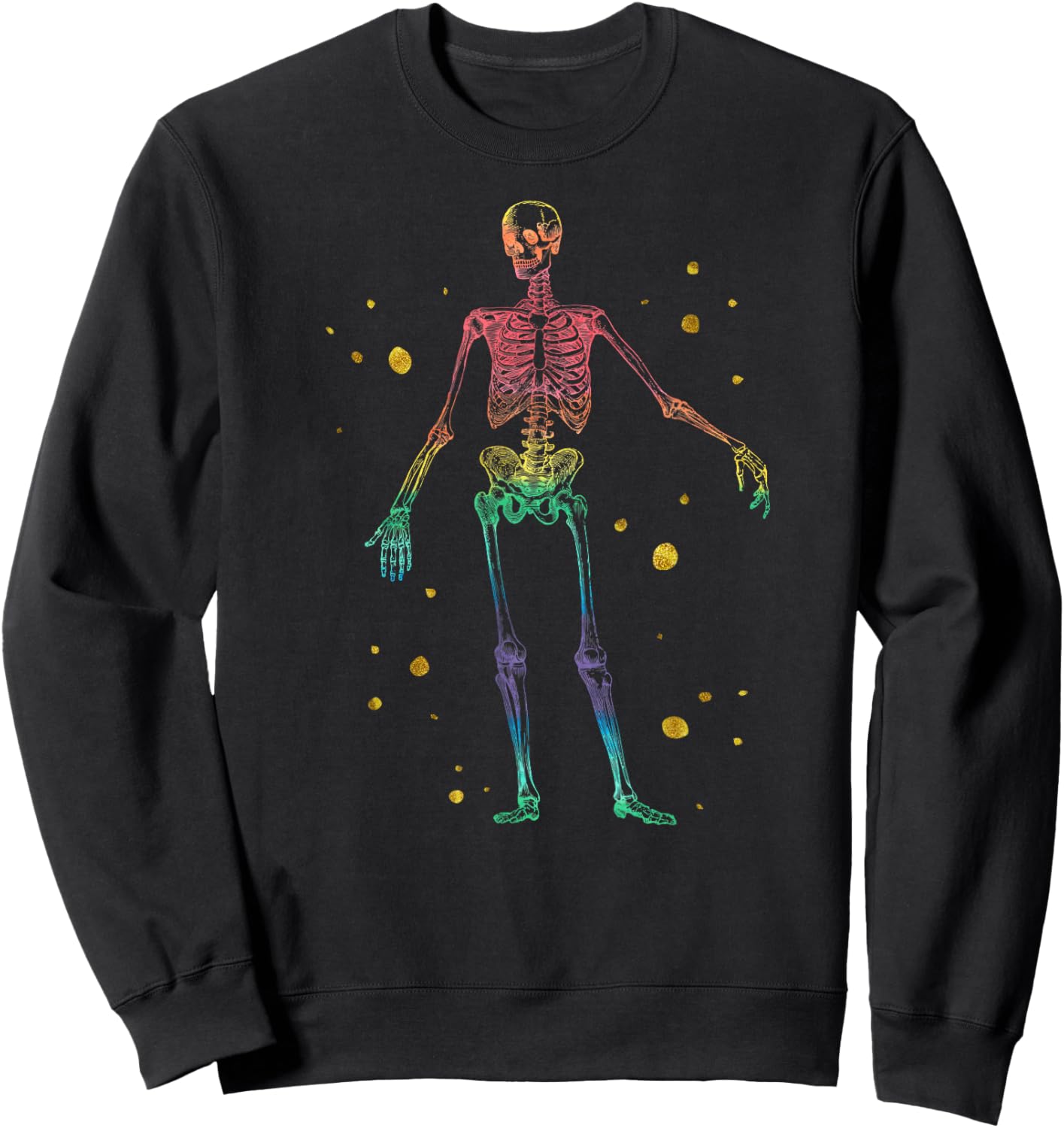 Vintage Rainbow Skeleton Halloween Anatomy Pride Cute Shirt Sweatshirt - Sweatshirt | Black
