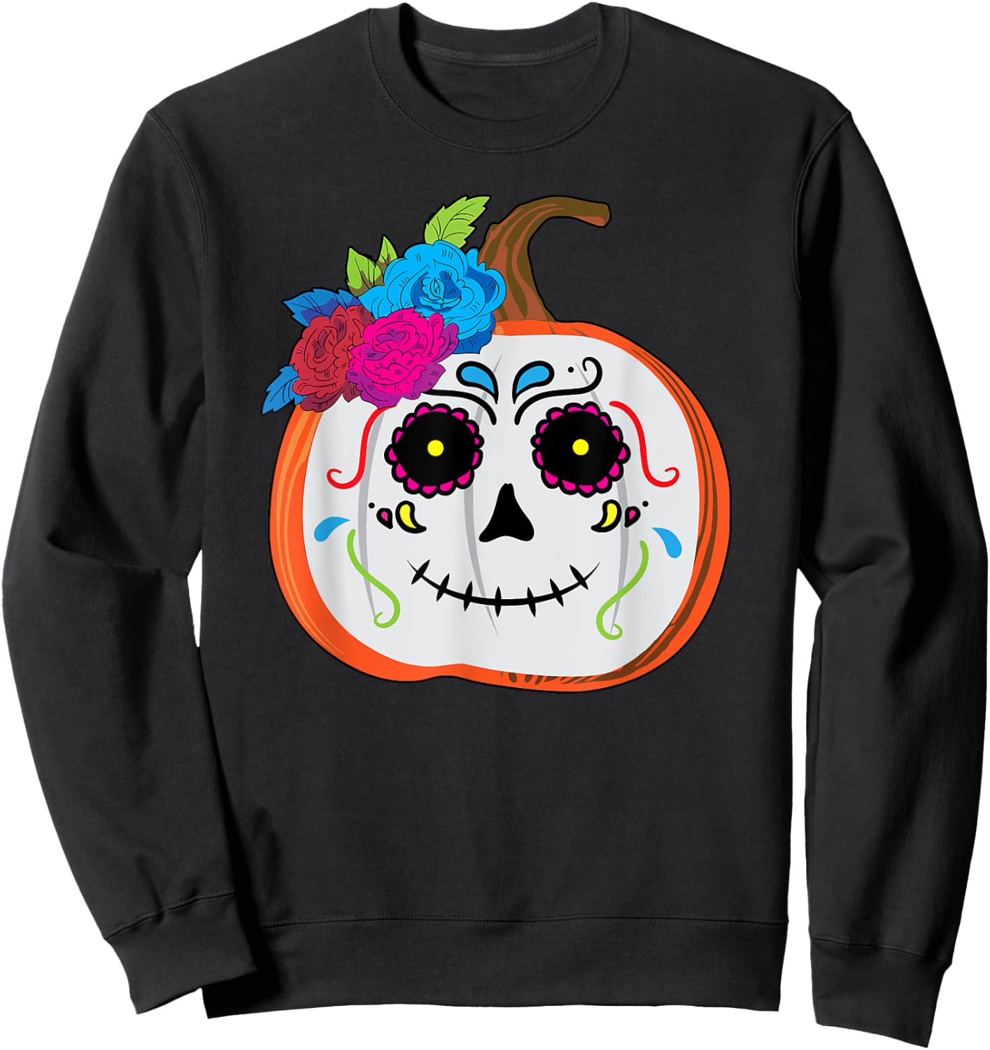 Dia De Los Muertos Toddler Girl Women Mexican Pumpkin Skull Sweatshirt - Sweatshirt | Black
