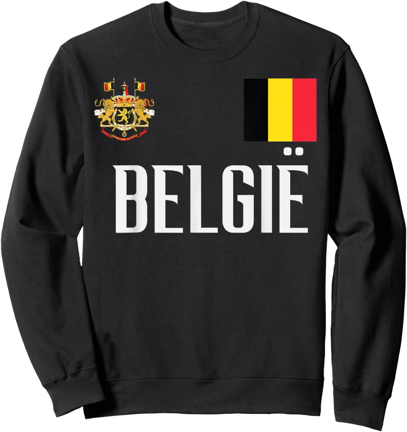 Belgium Flag Belgie Football Soccer Fan Men Women Kids Sweatshirt - Sweatshirt | Black