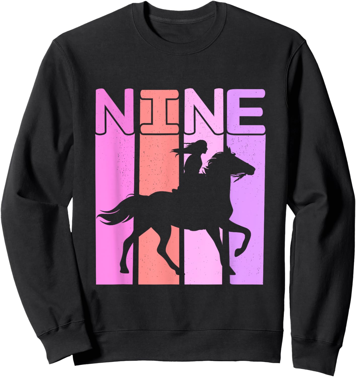 Horse Girl 9th Birthday Horseback Riding 9 Year Old Sweatshirt - Sweatshirt | Black
