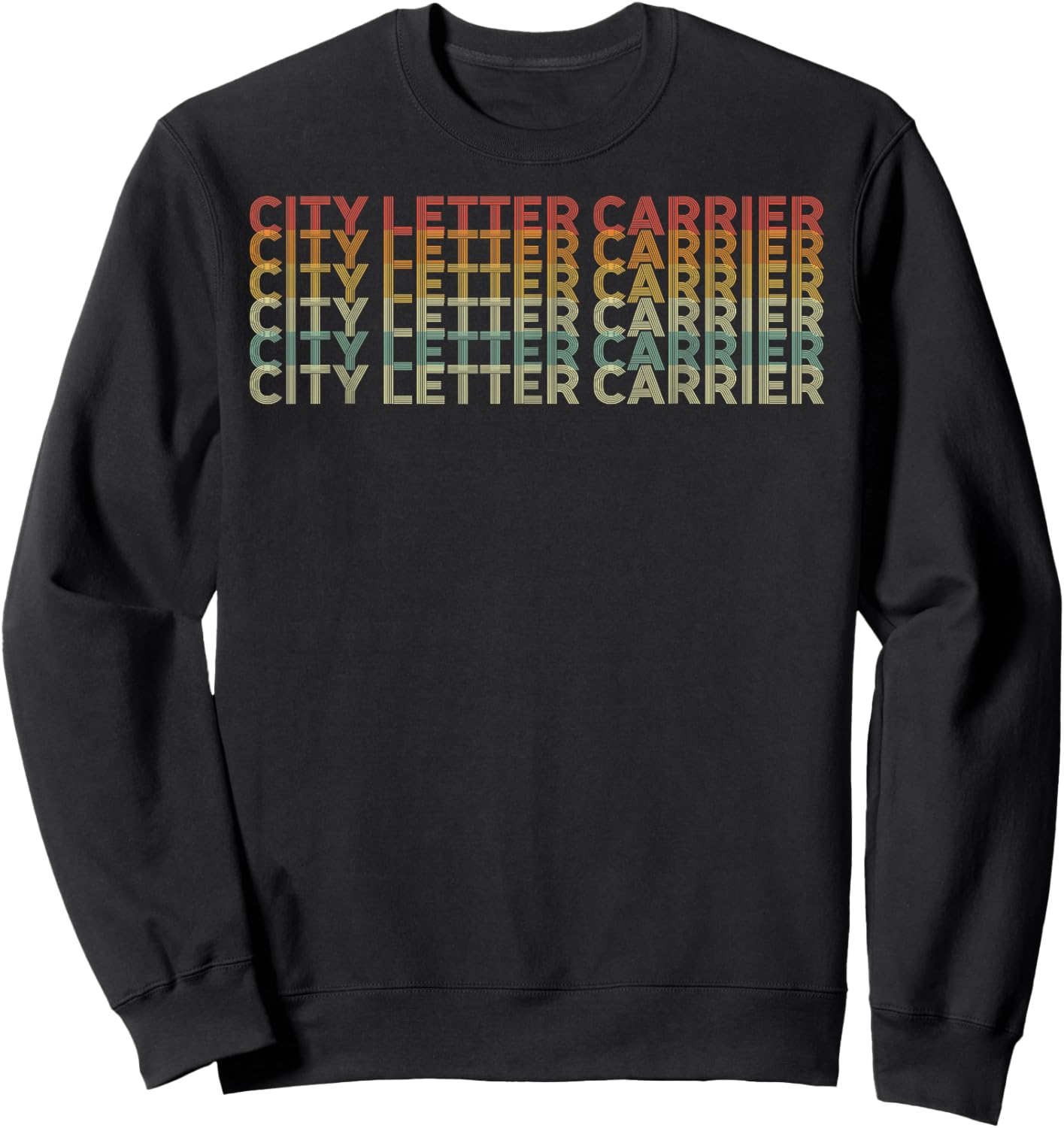 Retro 70s City Letter Carrier Job Title Sweatshirt - Sweatshirt | Black