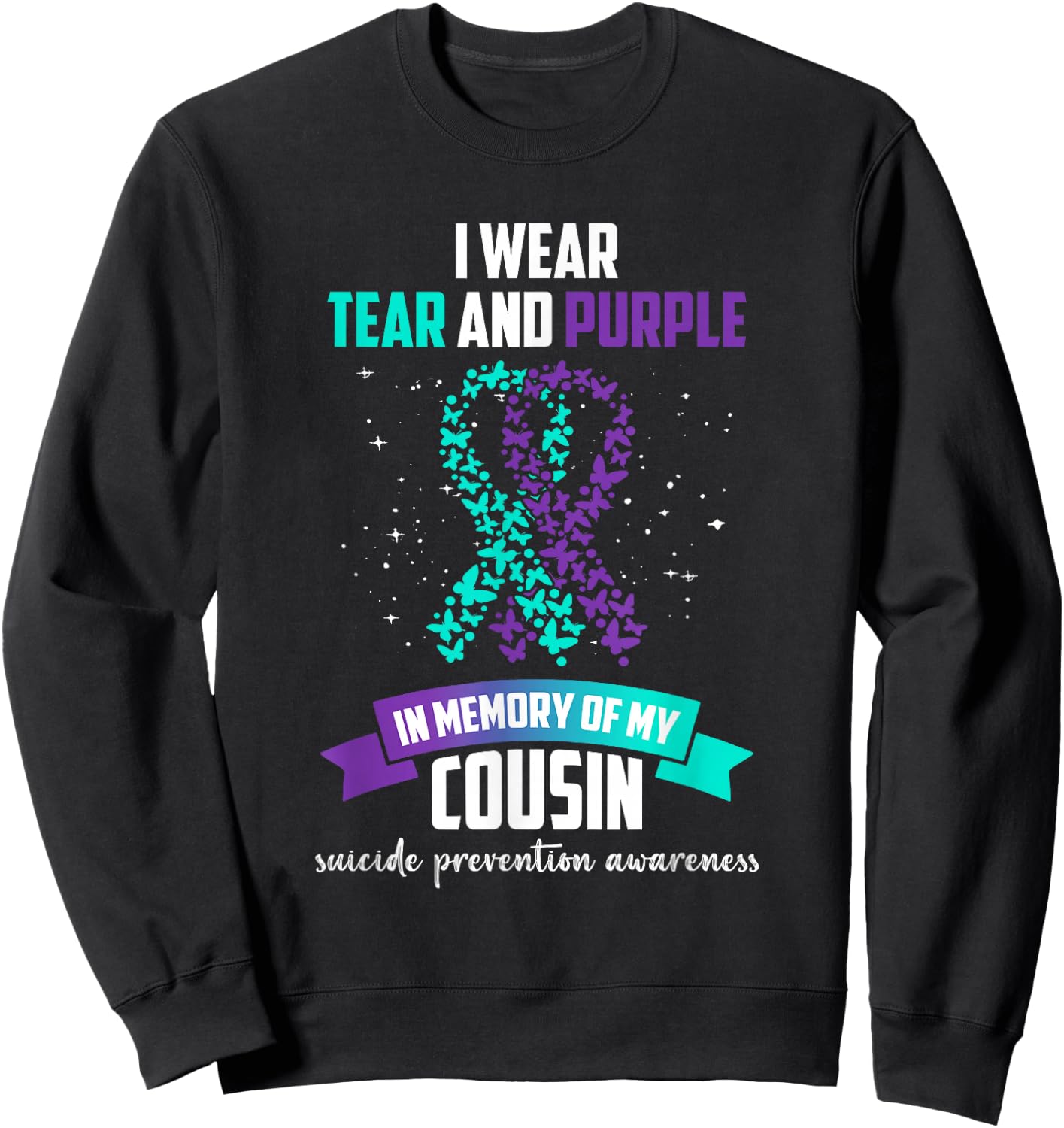 Purple Ribbon Suicide Prevention Awareness Sweatshirt - Sweatshirt | Black