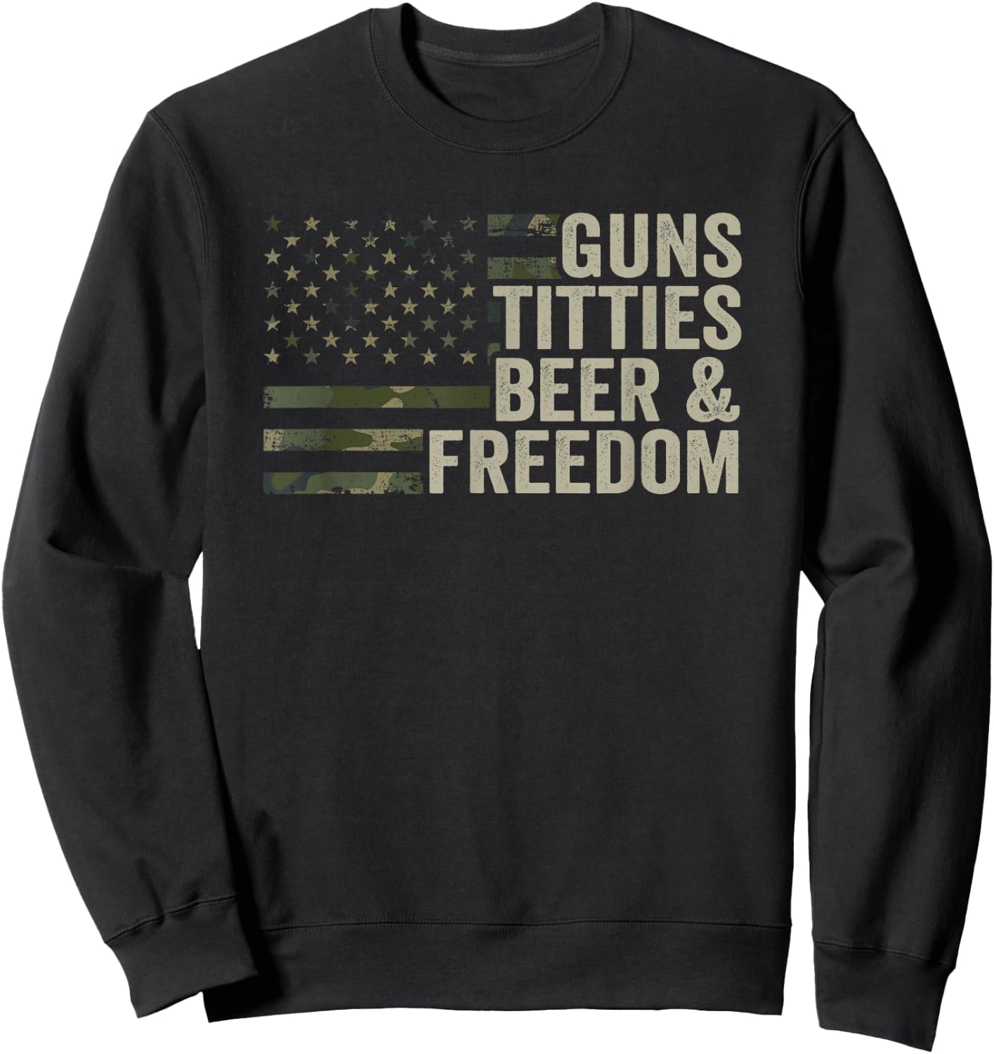 Guns Titties Beer & Freedom - Guns Boobs Drinking Camo Vereinigte Staaten von Amerika Sweatshirt - Sweatshirt | Black