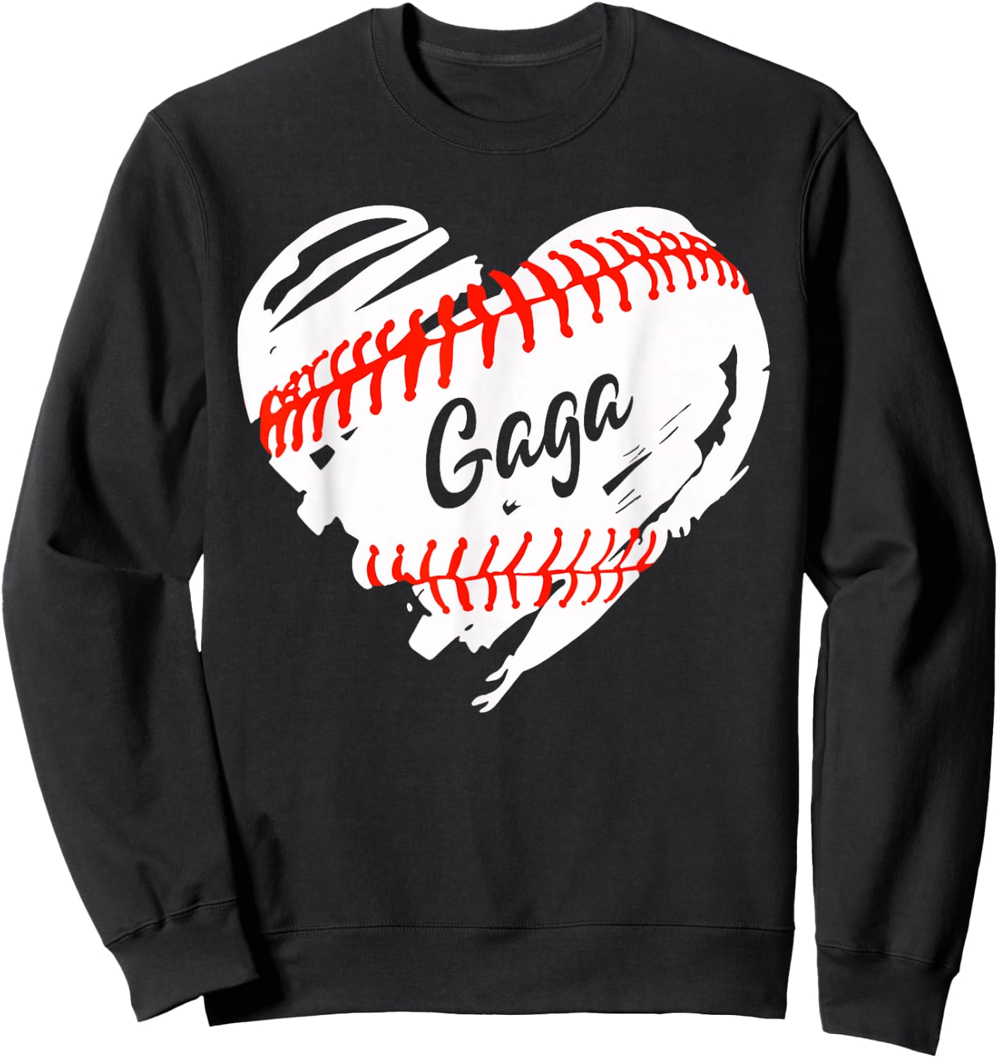 Baseball Heart Baseball Gaga Women Softball Mom Short Sweatshirt - Sweatshirt | Black