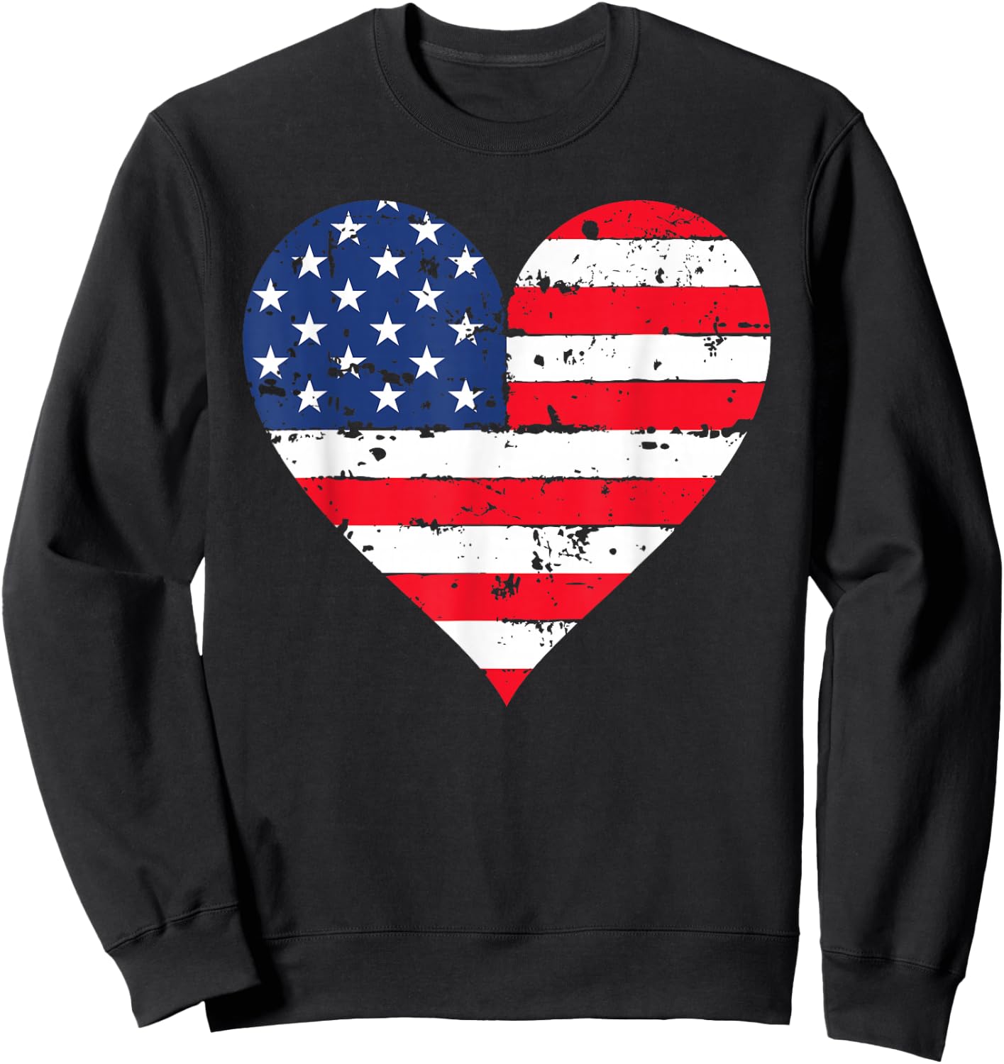 American Flag Heart 4th of July USA Patriotic Pride Sweatshirt - Sweatshirt | Black