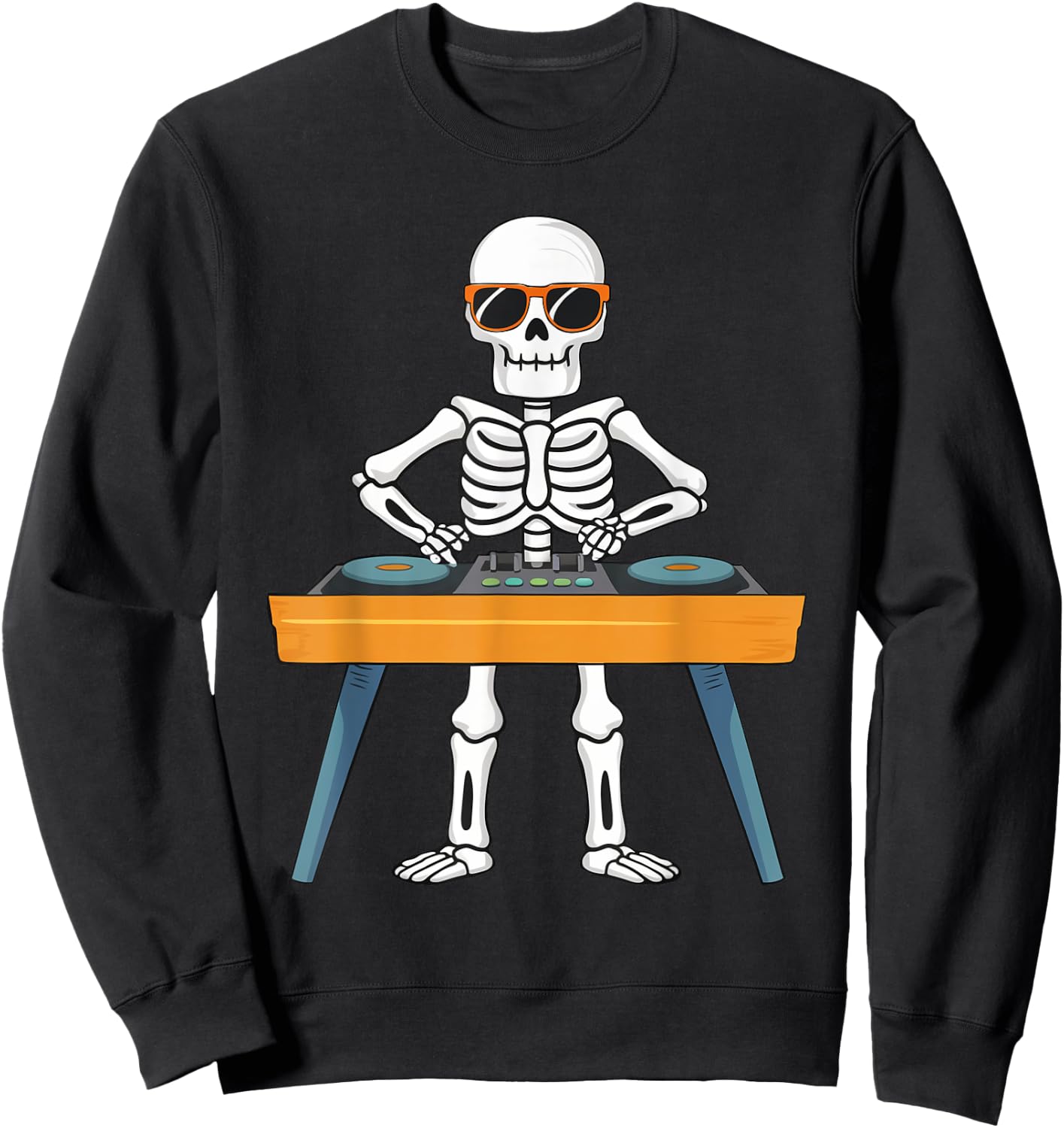 Funny Skeleton Playing DJ Music Kids Boys Girls Halloween Sweatshirt - Sweatshirt | Black
