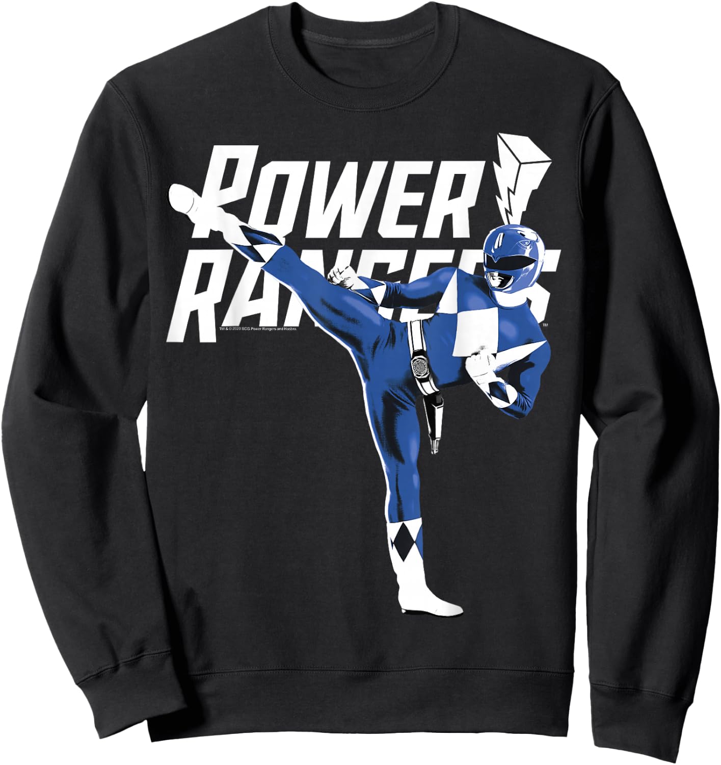 Power Rangers Blue Ranger Karate Action Pose Logo Sweatshirt - Sweatshirt | Black