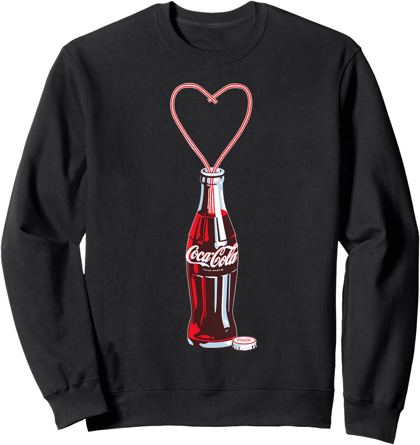 Coca Cola Bottle Heart Straws Sweatshirt - Sweatshirt | Black