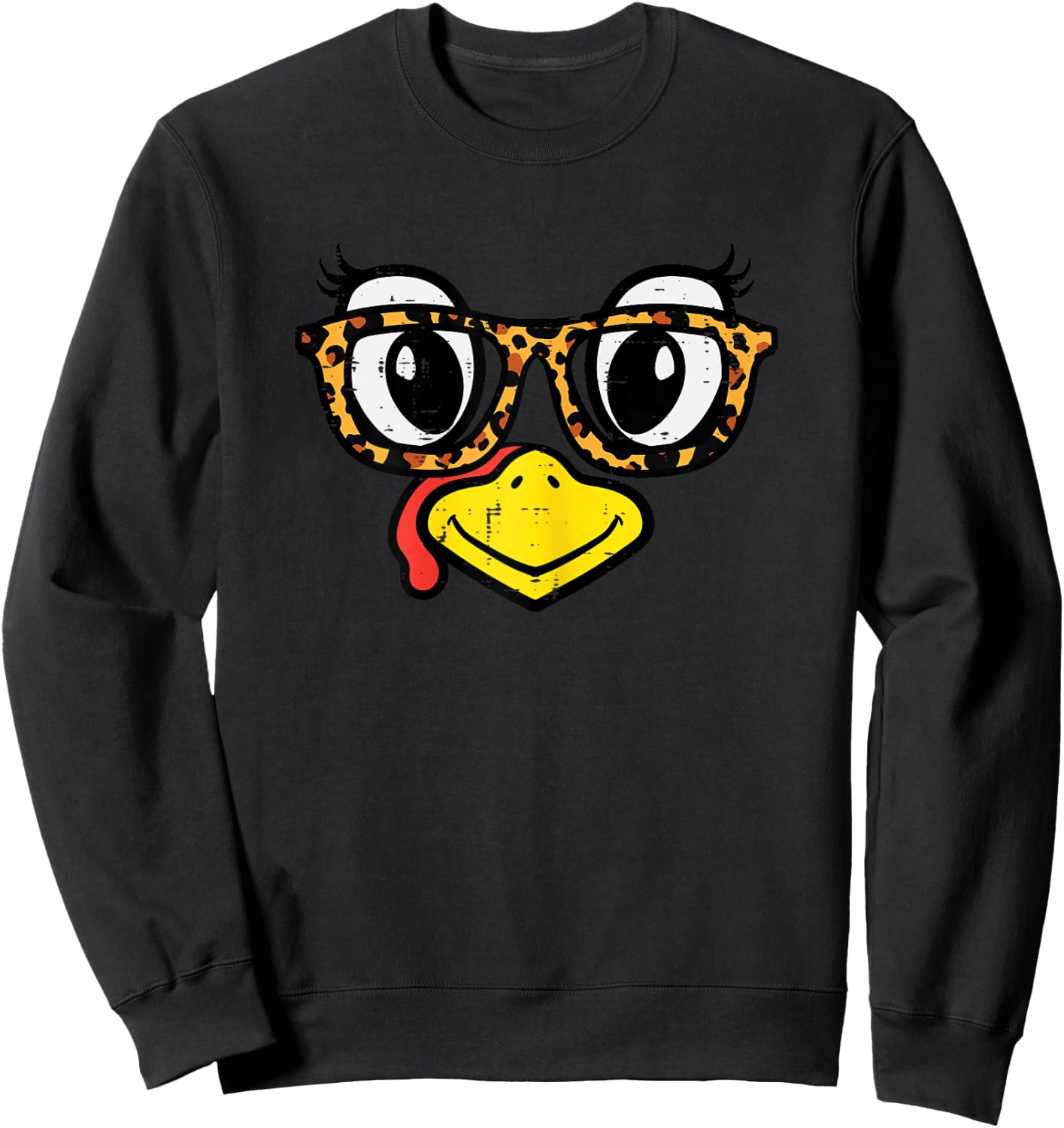 Thanksgiving Turkey Glasses Cute Fall Girls Kids Women Youth Sweatshirt - Sweatshirt | Black