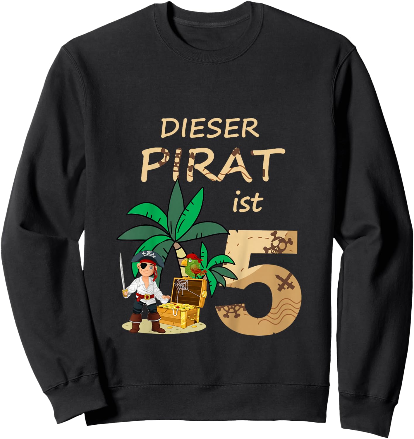 Kinder Geburtstagsshirt 5 Jahre Junge Pirat Sweatshirt - Sweatshirt | Black