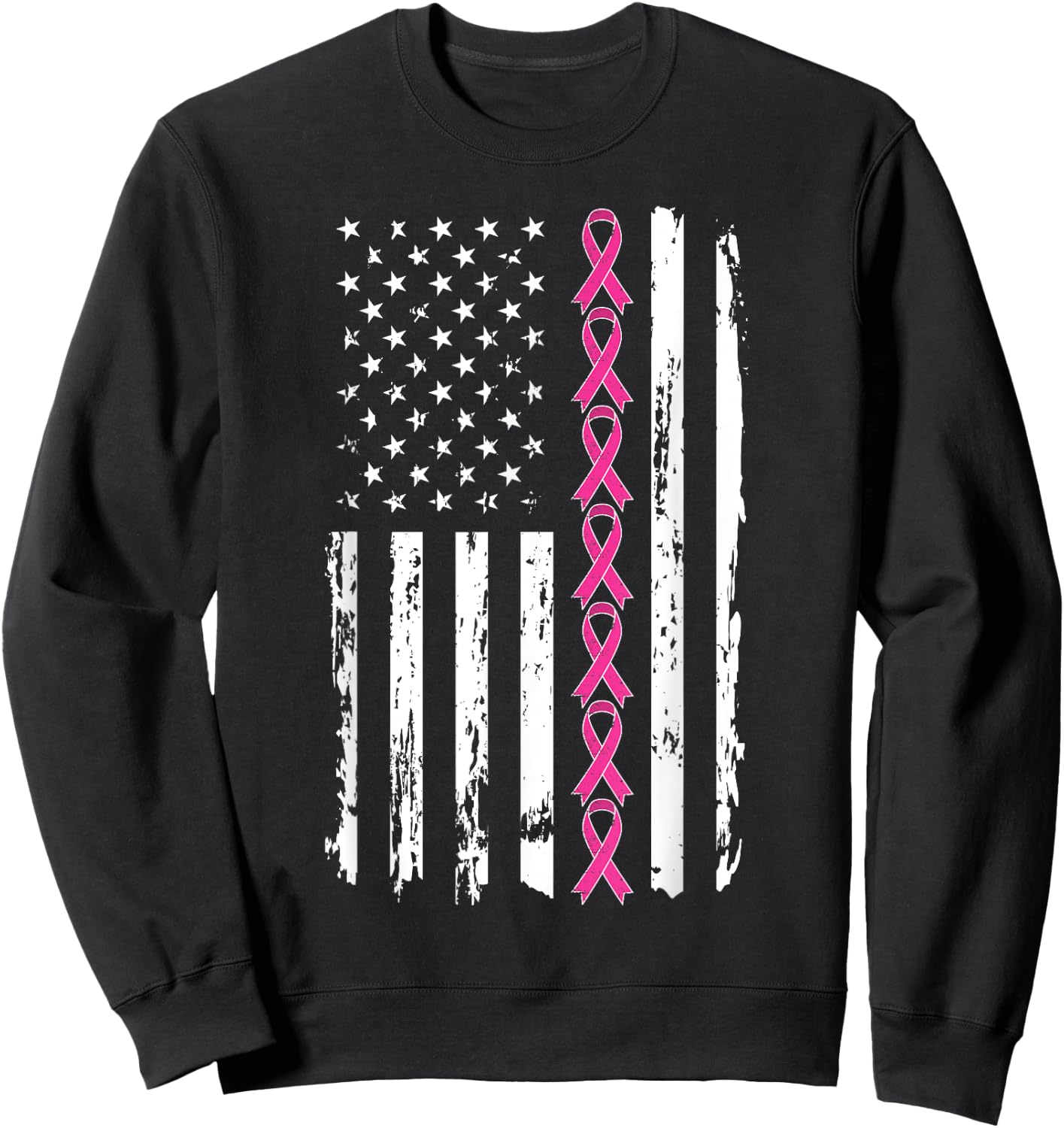 Pink Ribbon Shirt Women Men Breast Cancer Awareness Sweatshirt - Sweatshirt | Black