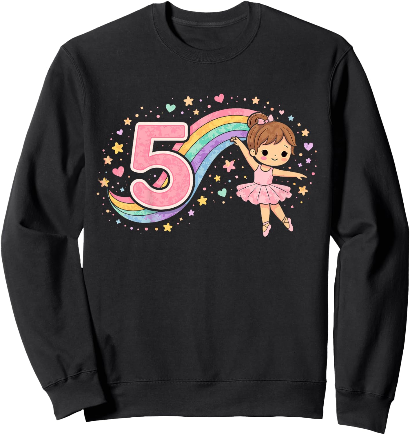 5. Geburtstag Mädchen Regenbogen Deko 5 Jahre Mädchen Sweatshirt - Sweatshirt | Black