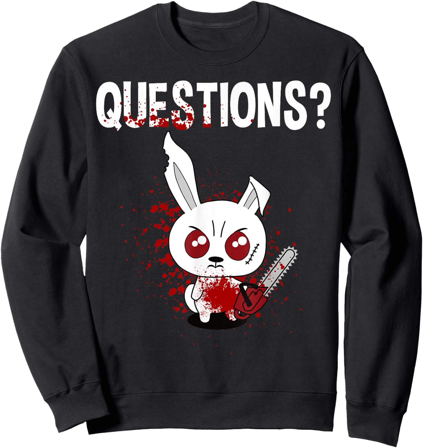 Funny - Questions? Bunny - Angry Rabbit Sweatshirt - Sweatshirt | Black