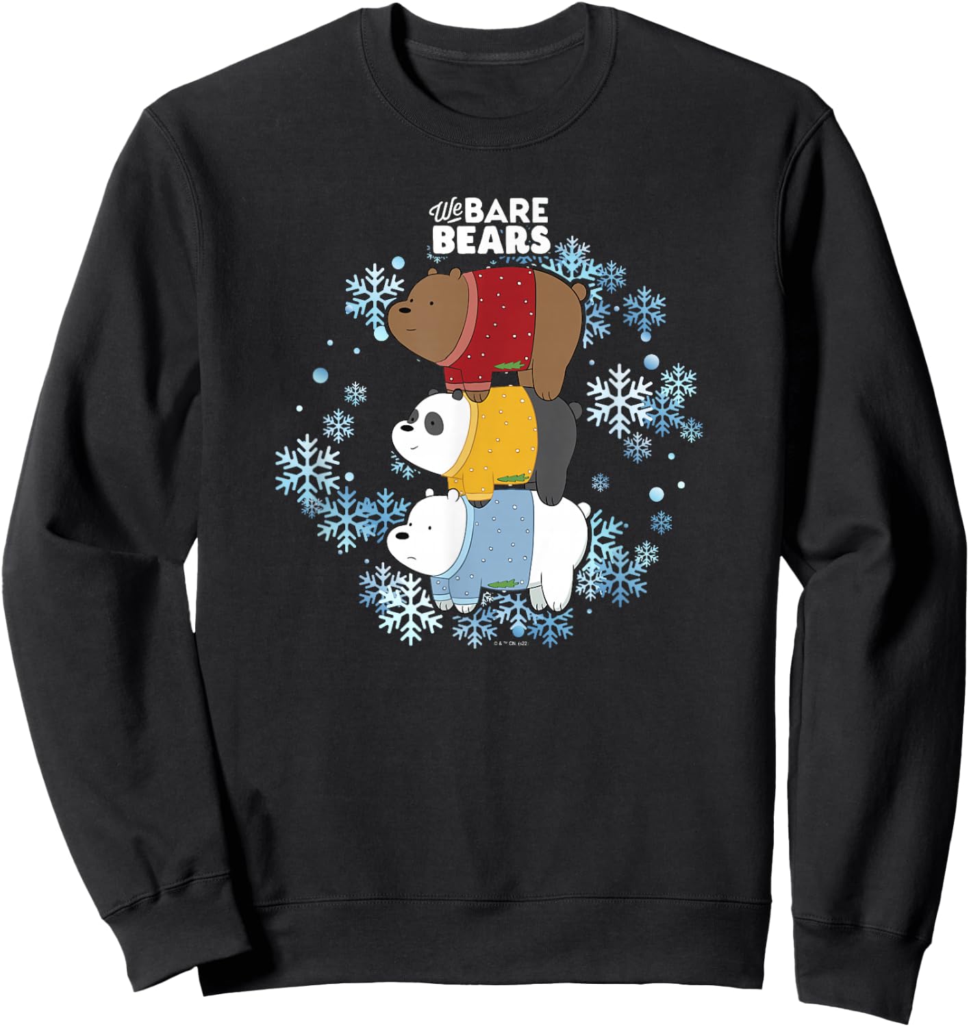 We Bare Bears Christmas Bear Squad Ugly Sweater Stack Sweatshirt - Sweatshirt | Black