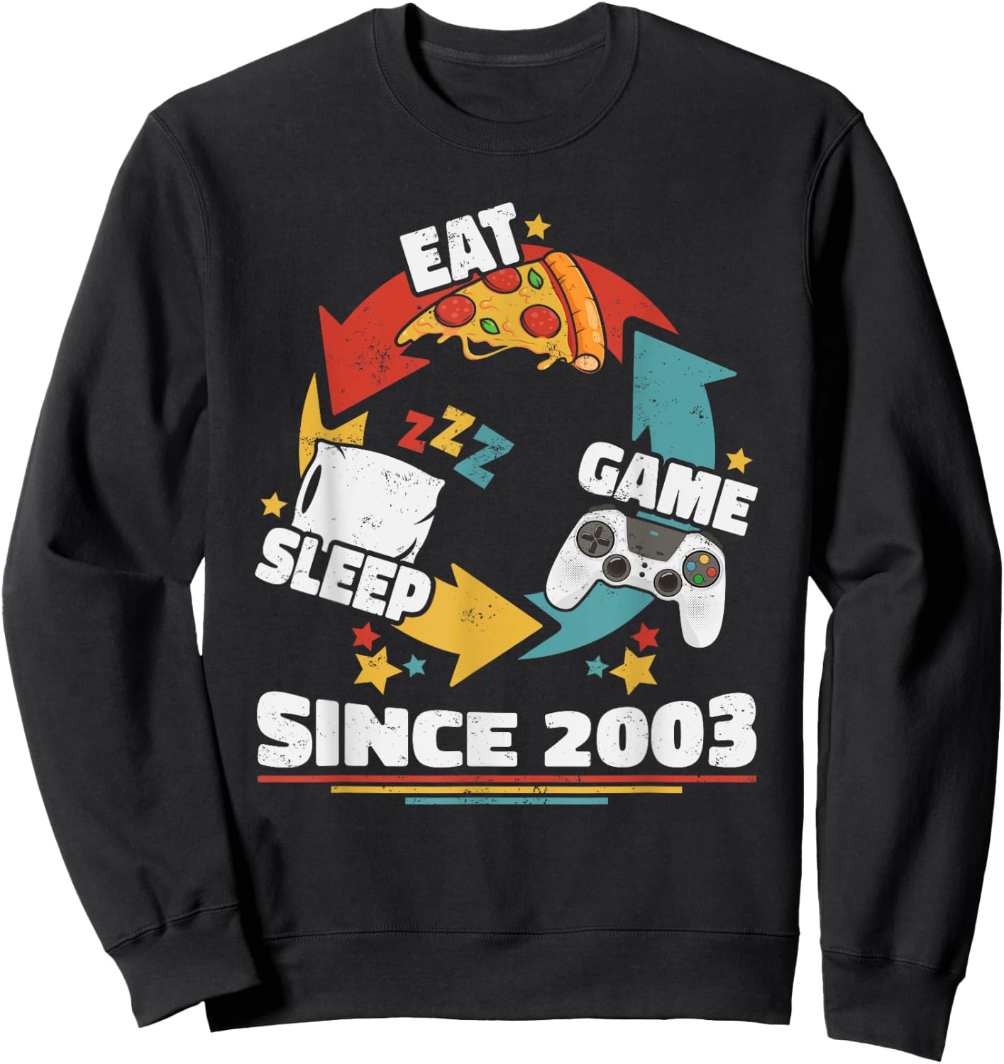 Eat Sleep Game Since 2003 Anniversaire Vintage Retro Gamer Sweatshirt - Sweatshirt | Black