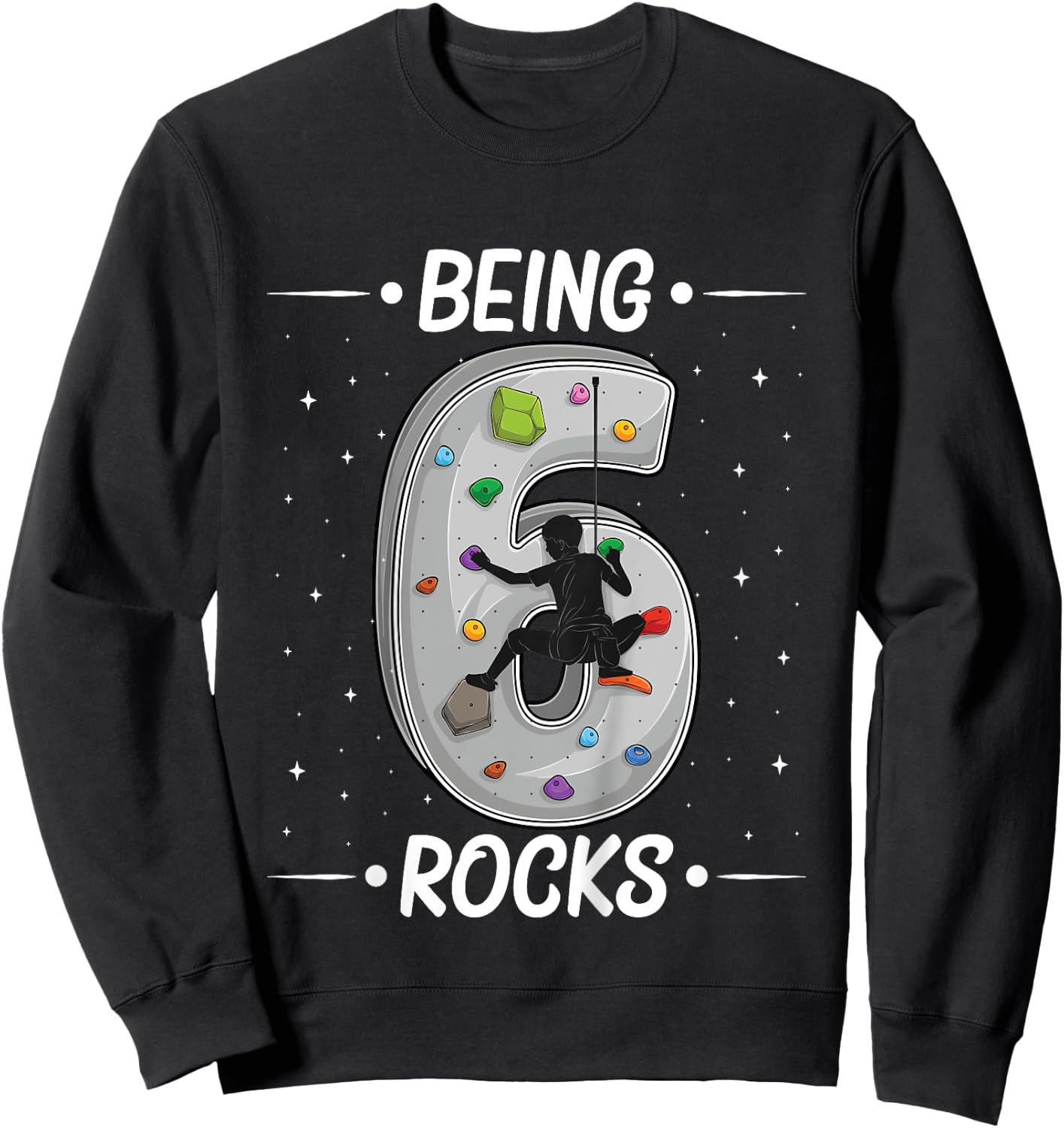 6 year old rock climbing 6th birthday Adventures Climber Sweatshirt - Sweatshirt | Black