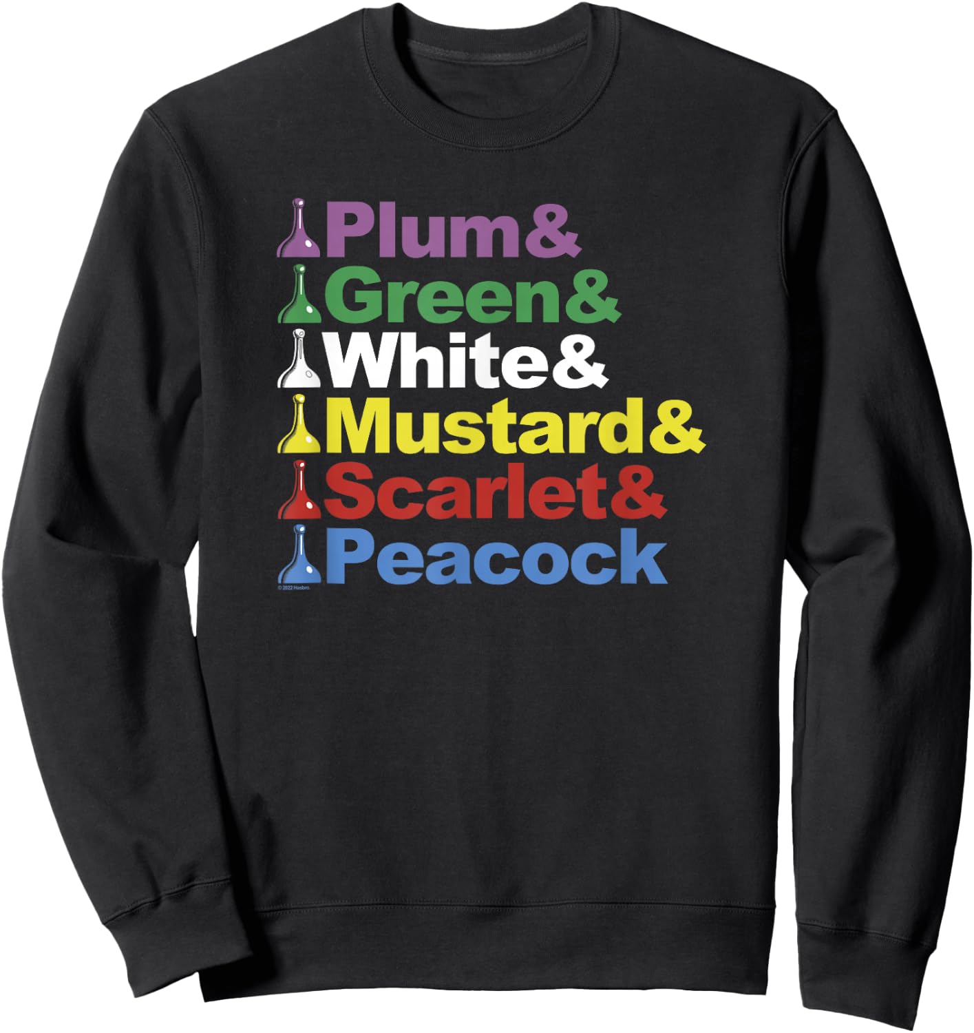 Clue Character Name Stack Game Pieces Big Text Logo Sweatshirt - Sweatshirt | Black