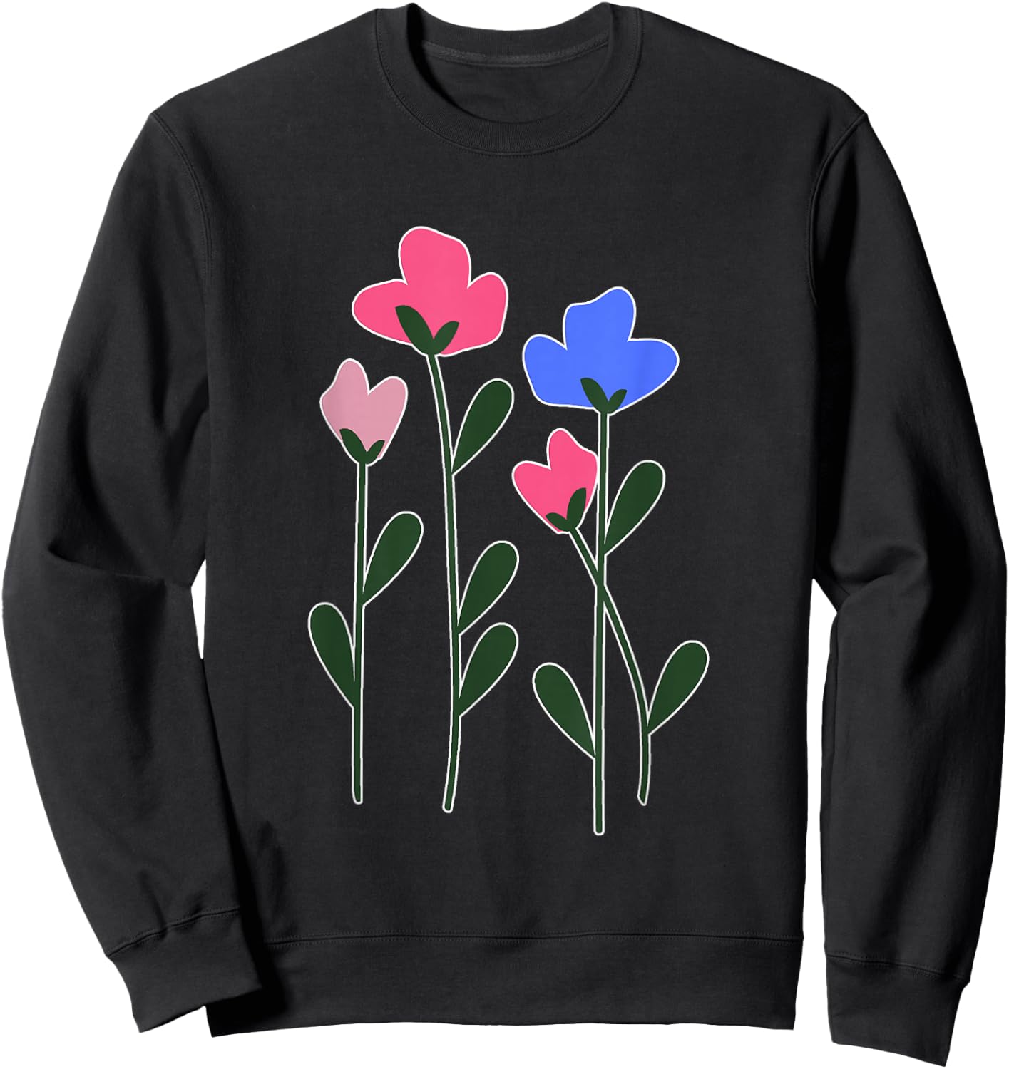 Flower Bouquet Floral Pattern Sweatshirt - Sweatshirt | Black