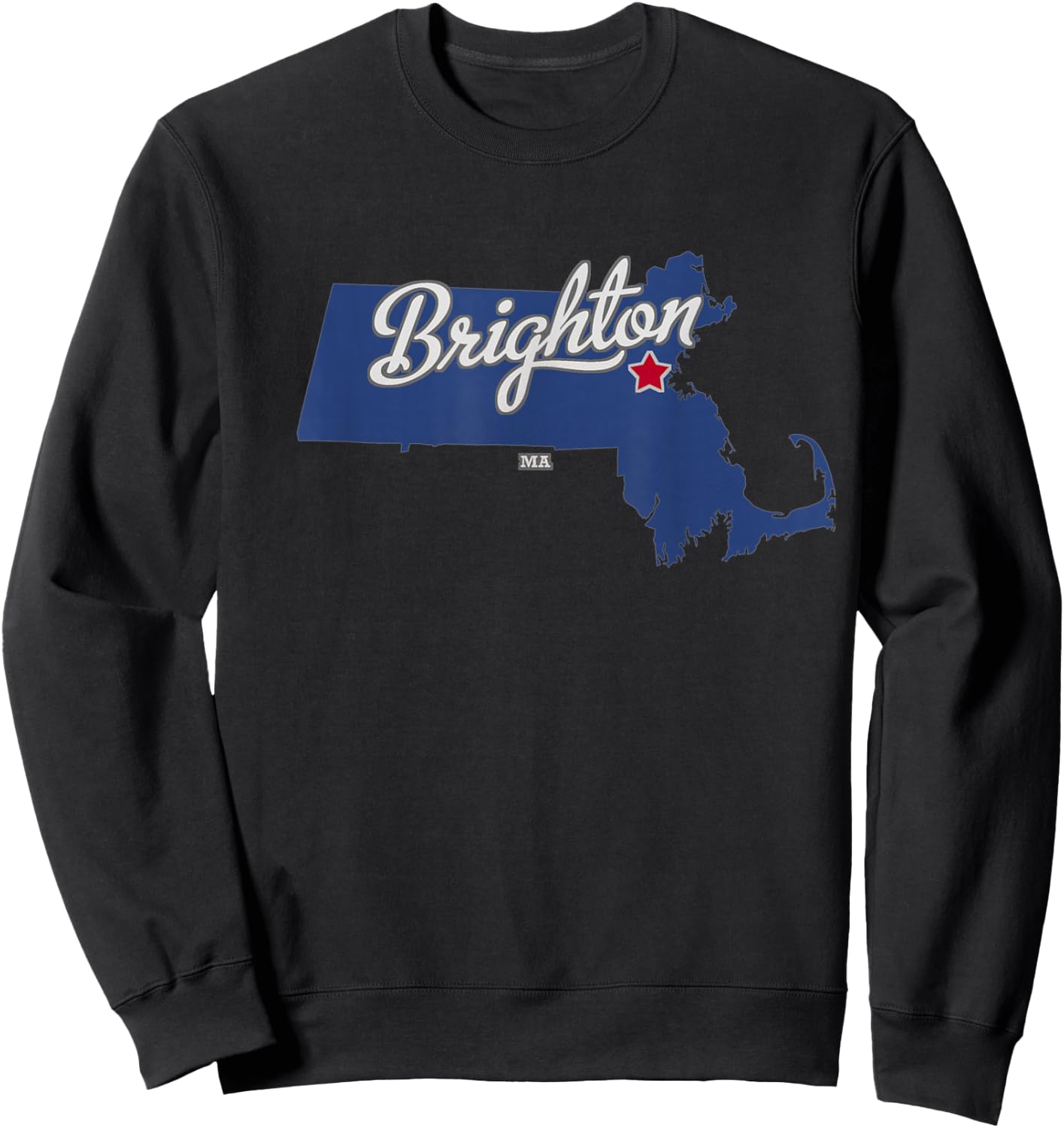 Brighton Massachusetts Boston MA Map Sweatshirt - Sweatshirt | Black