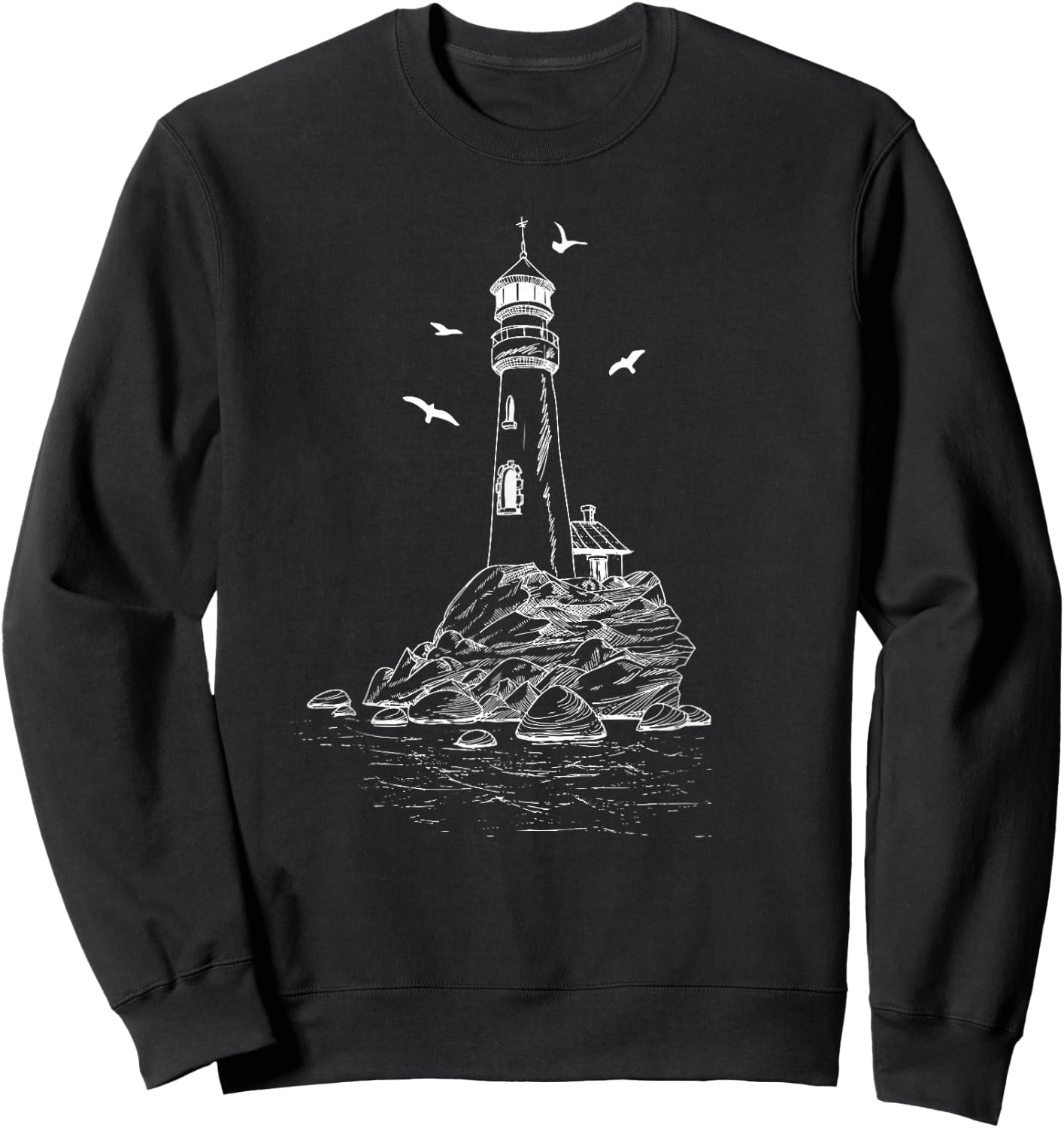 Leuchtturm Meer Licht Möwen Küste Hafen Maritim - Leuchtturm Sweatshirt - Sweatshirt | Black