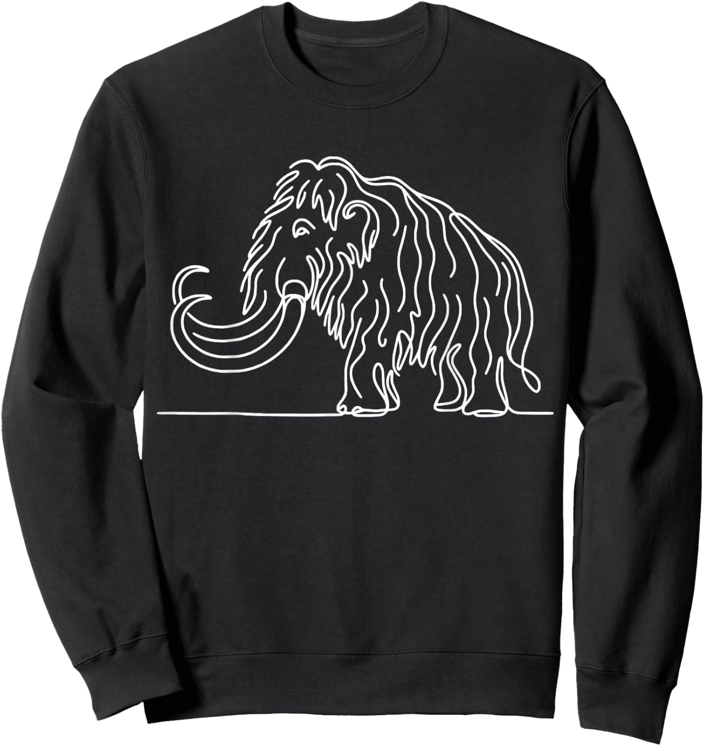 Woolly Mammoth Prehistoric Elephant Line Art Paleontologist Sweatshirt - Sweatshirt | Black