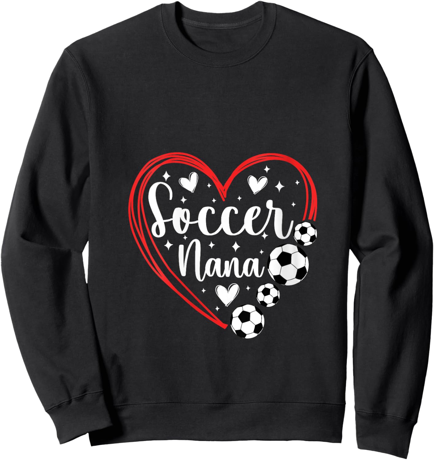 Soccer Nana Grandma Heart Nana Of A Soccer Player Nana V-Neck Sweatshirt - Sweatshirt | Black