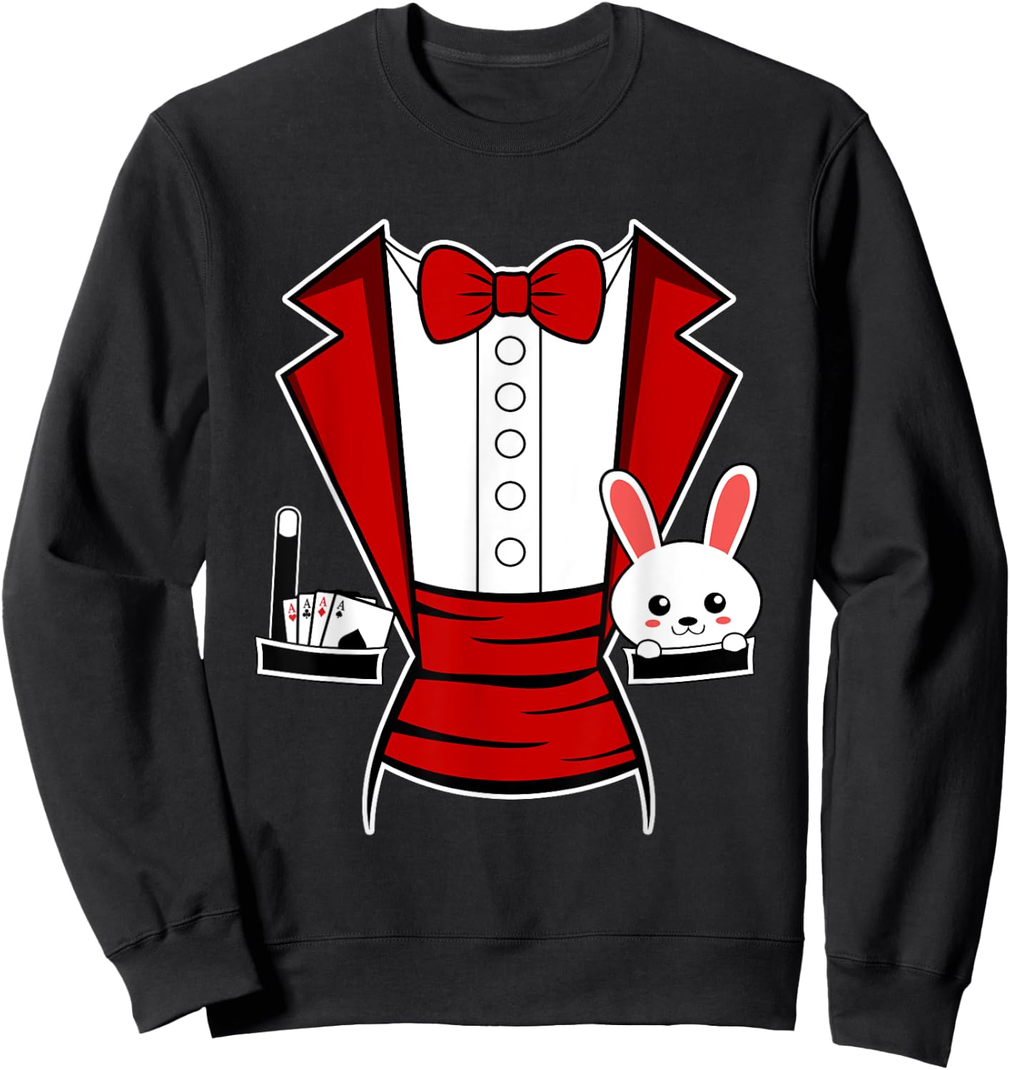 Kids Adult Halloween Magician Costume Tuxedo Magic Show Men Sweatshirt - Sweatshirt | Black