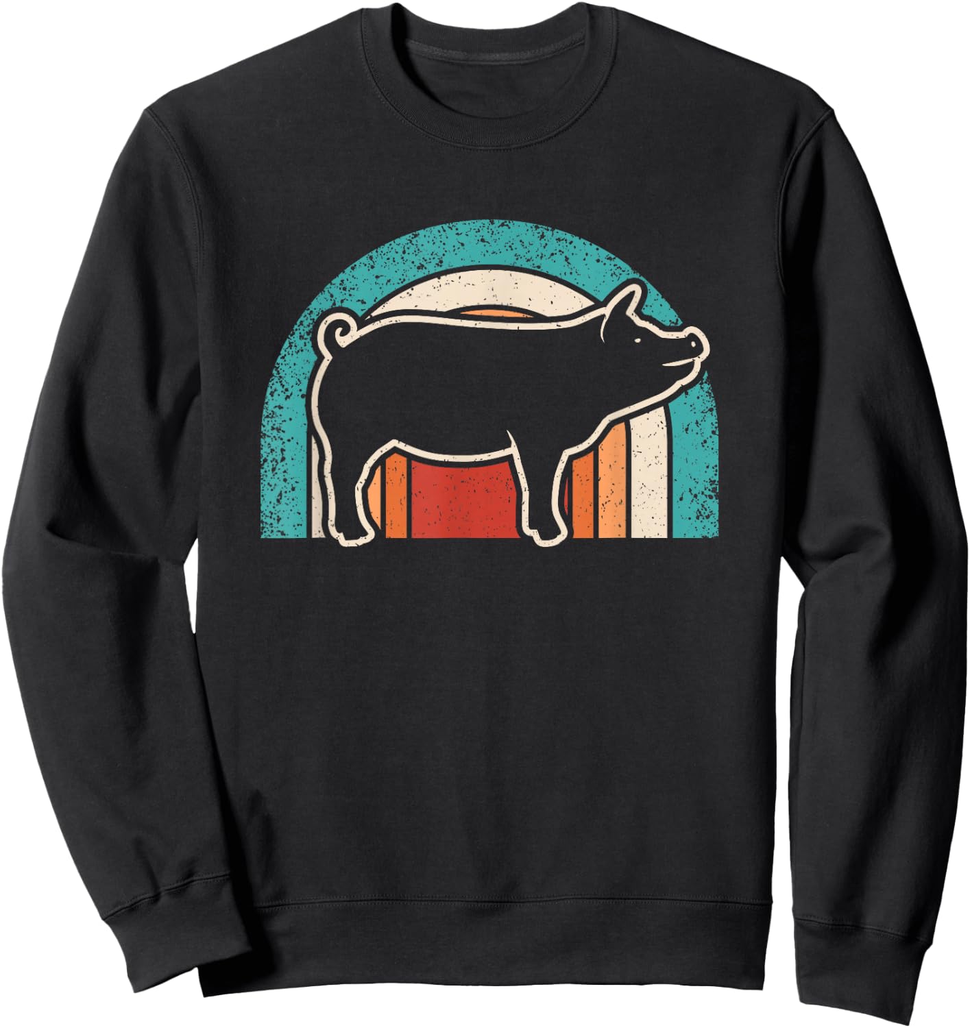 Retro Pig Lover Farmer Farming Men Women Kids Sweatshirt - Sweatshirt | Black