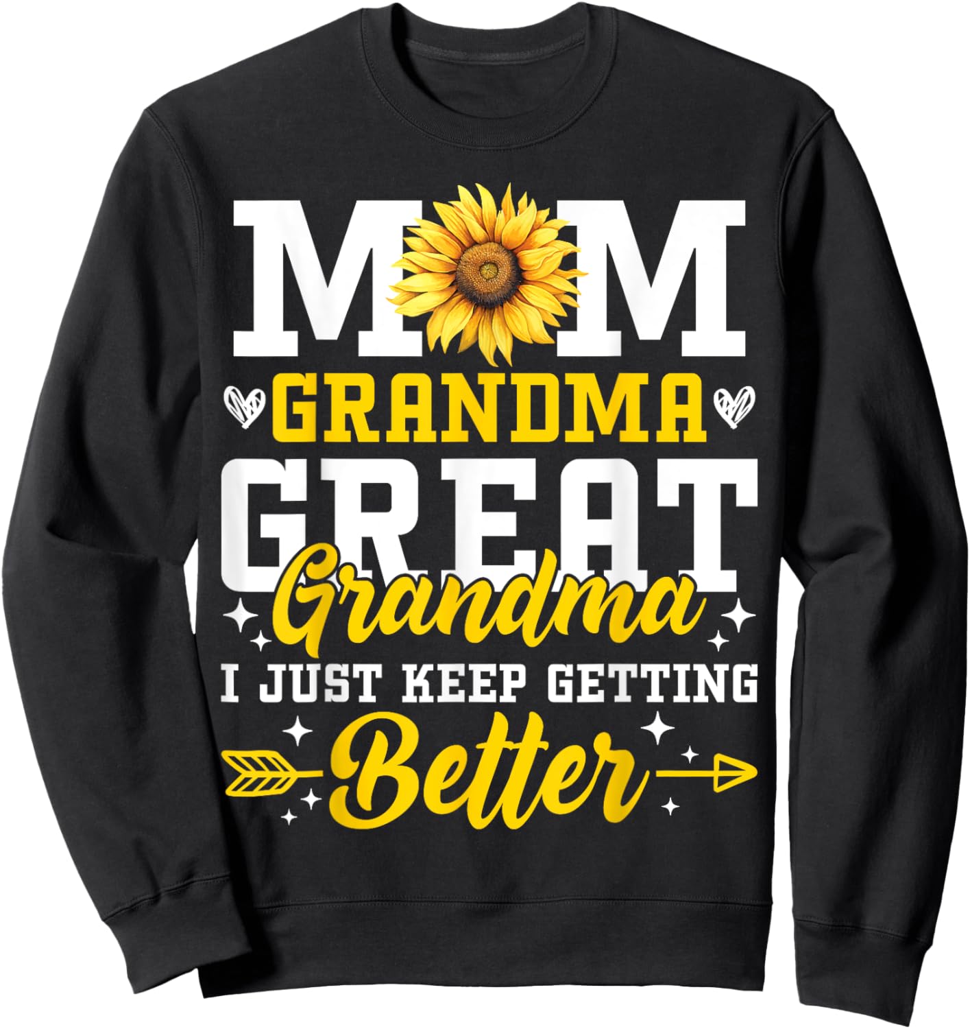 Mom Grandma Great Grandma Mother's Day 2025 Sunflower Women Sweatshirt - Sweatshirt | Black