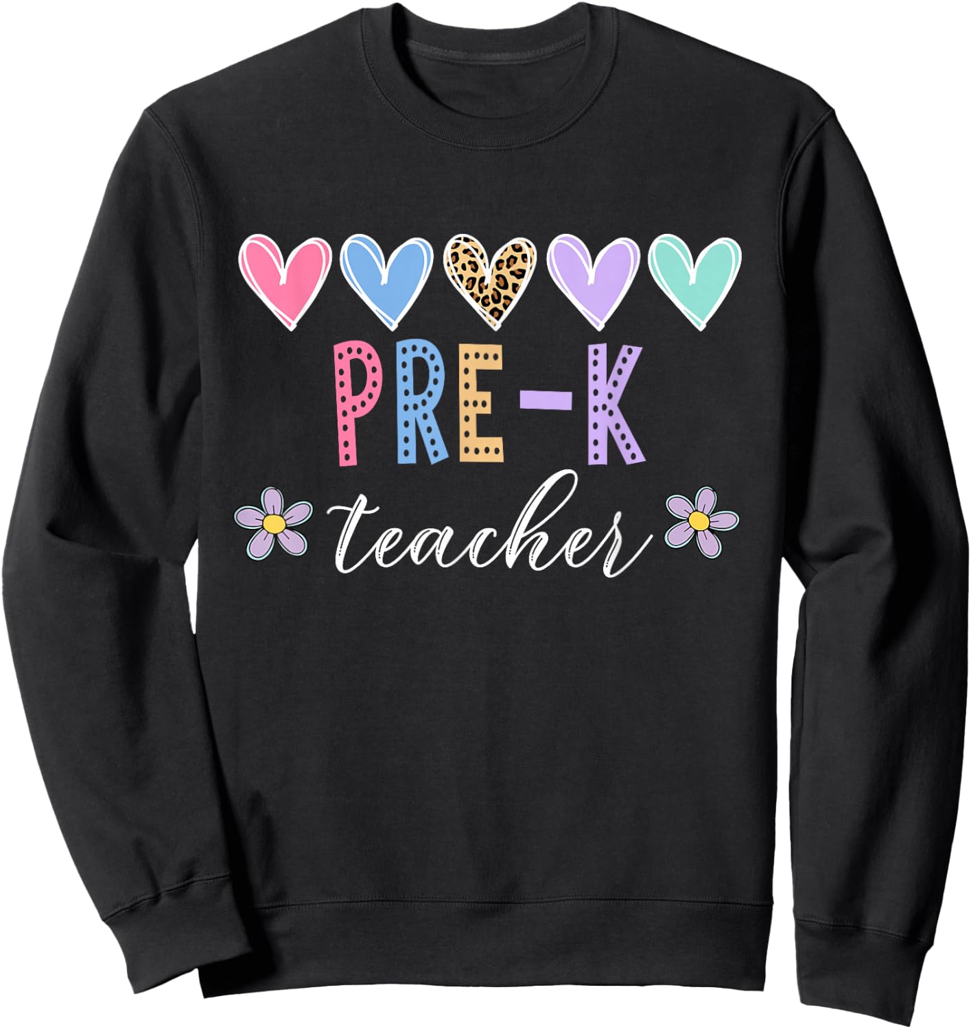 Pre K Teacher Leopard Back To School Teacher 2024 Sweatshirt - Sweatshirt | Black