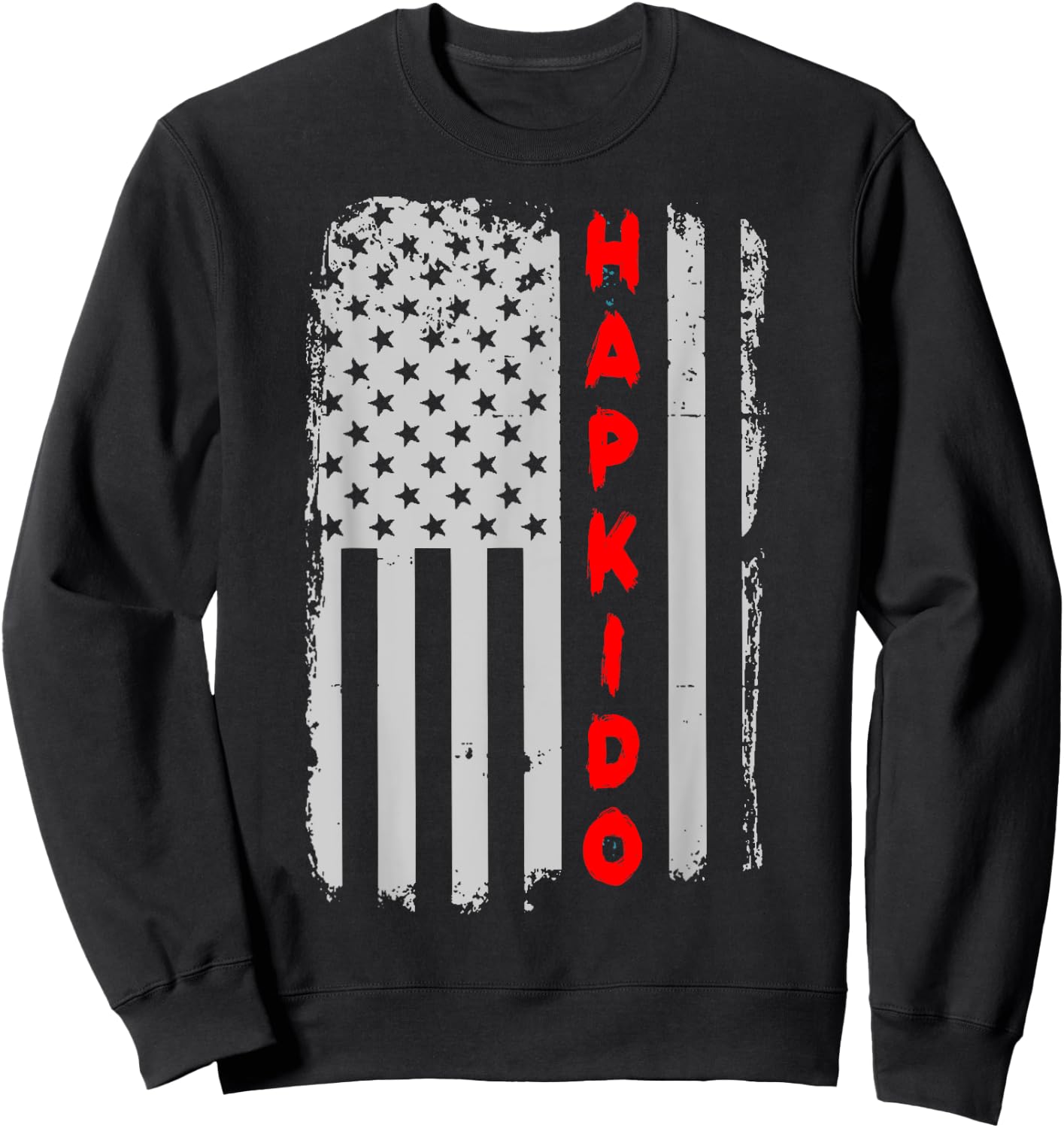 Hapkido Korean Martial Arts American Flag Sweatshirt - Sweatshirt | Black